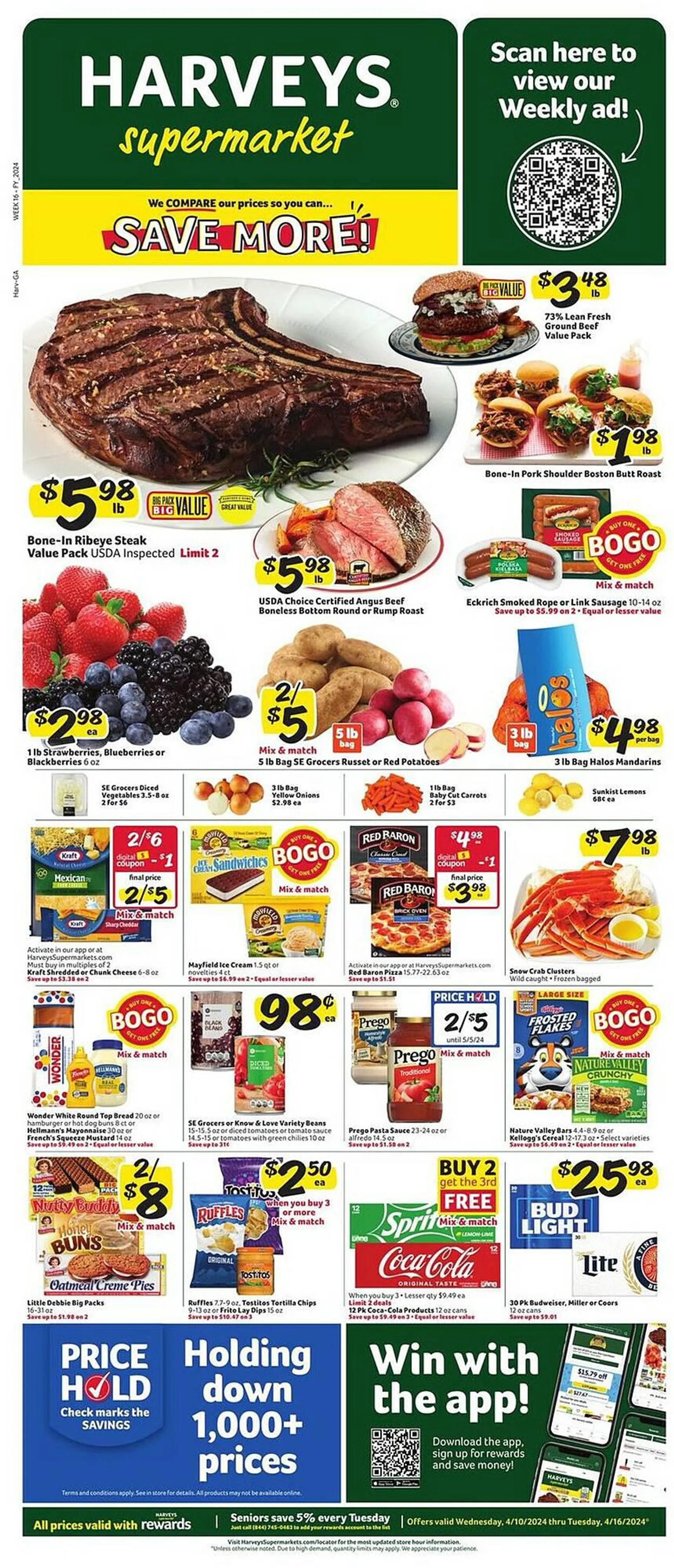 Weekly ad Harveys Supermarkets Weekly Ad from April 10 to April 16 2024 - Page 1