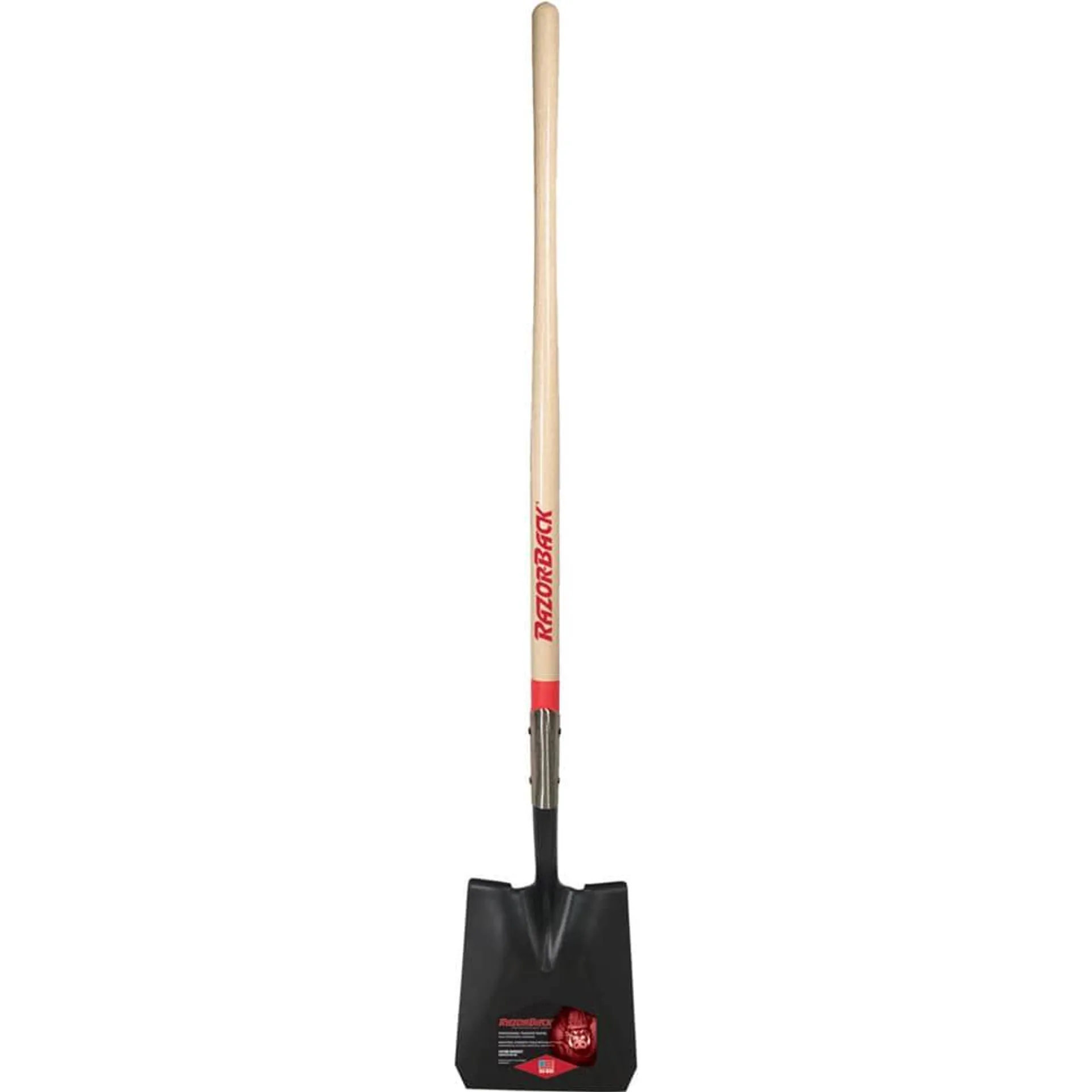 Razor-Back® Square Point Shovel with Tab Socket and Forward Turned Step, Wood Handle