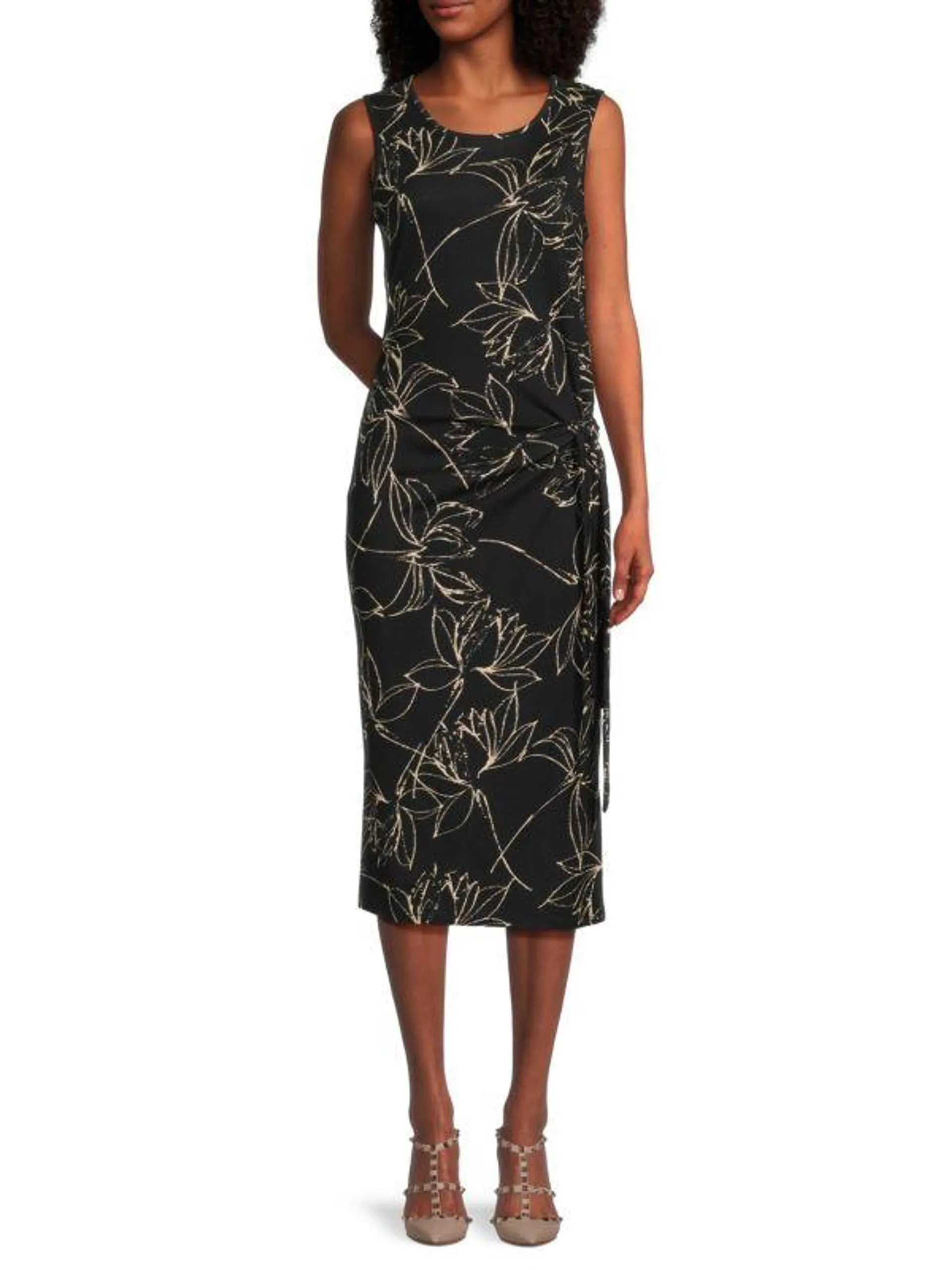 Print Sheath Midi Dress