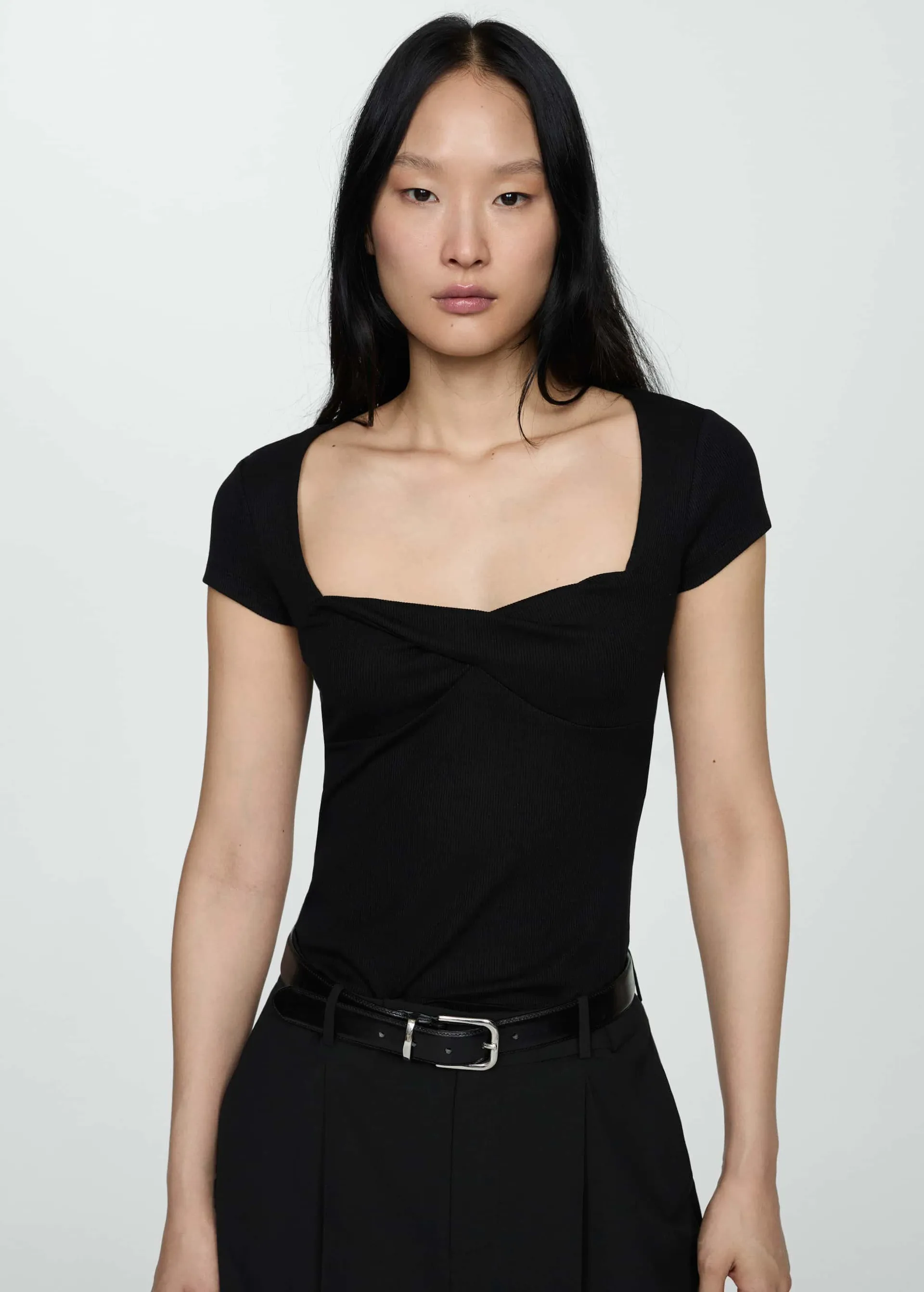 Draped neckline T-shirt