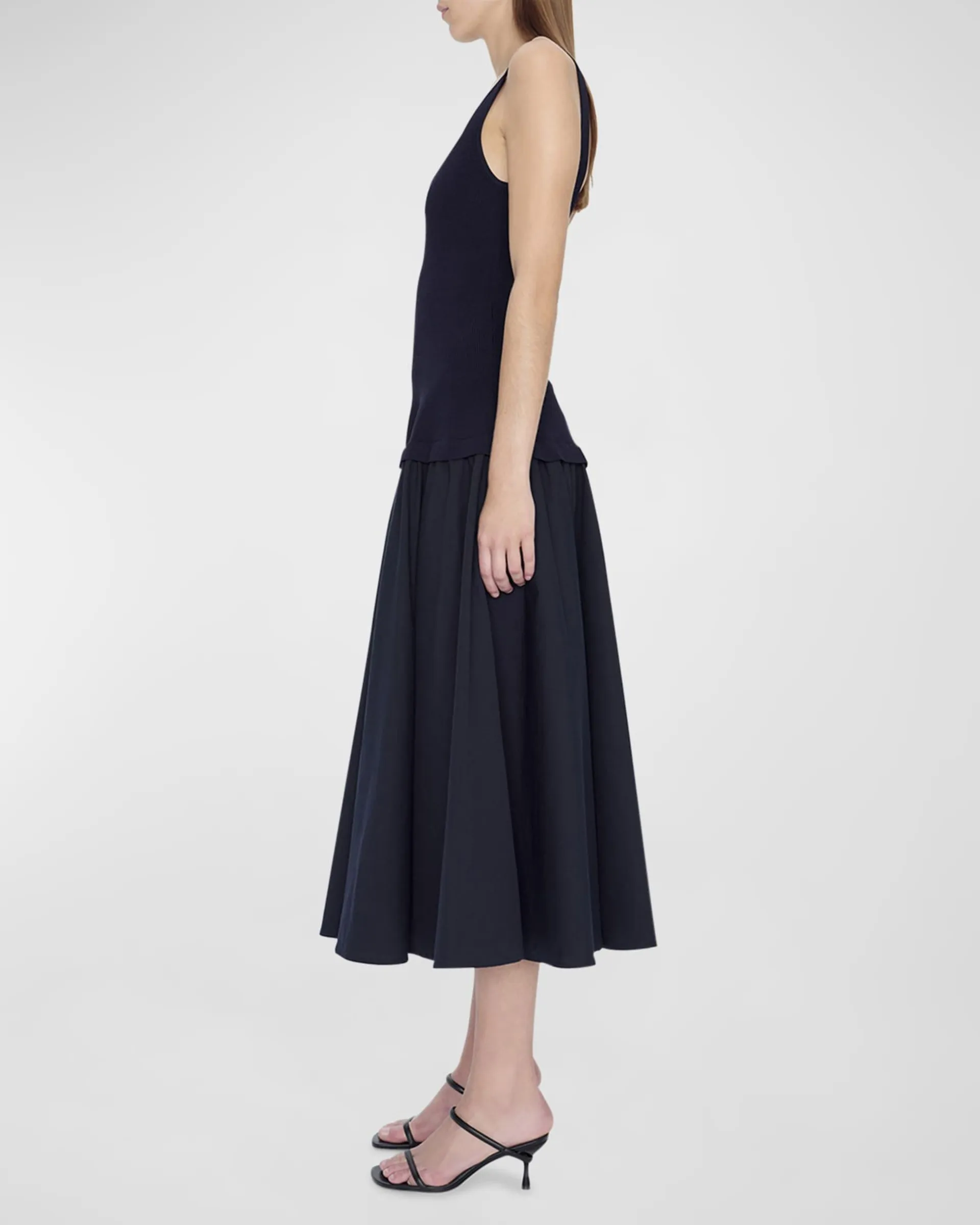 Silas Sleeveless Knit Bodice Combo Midi Dress