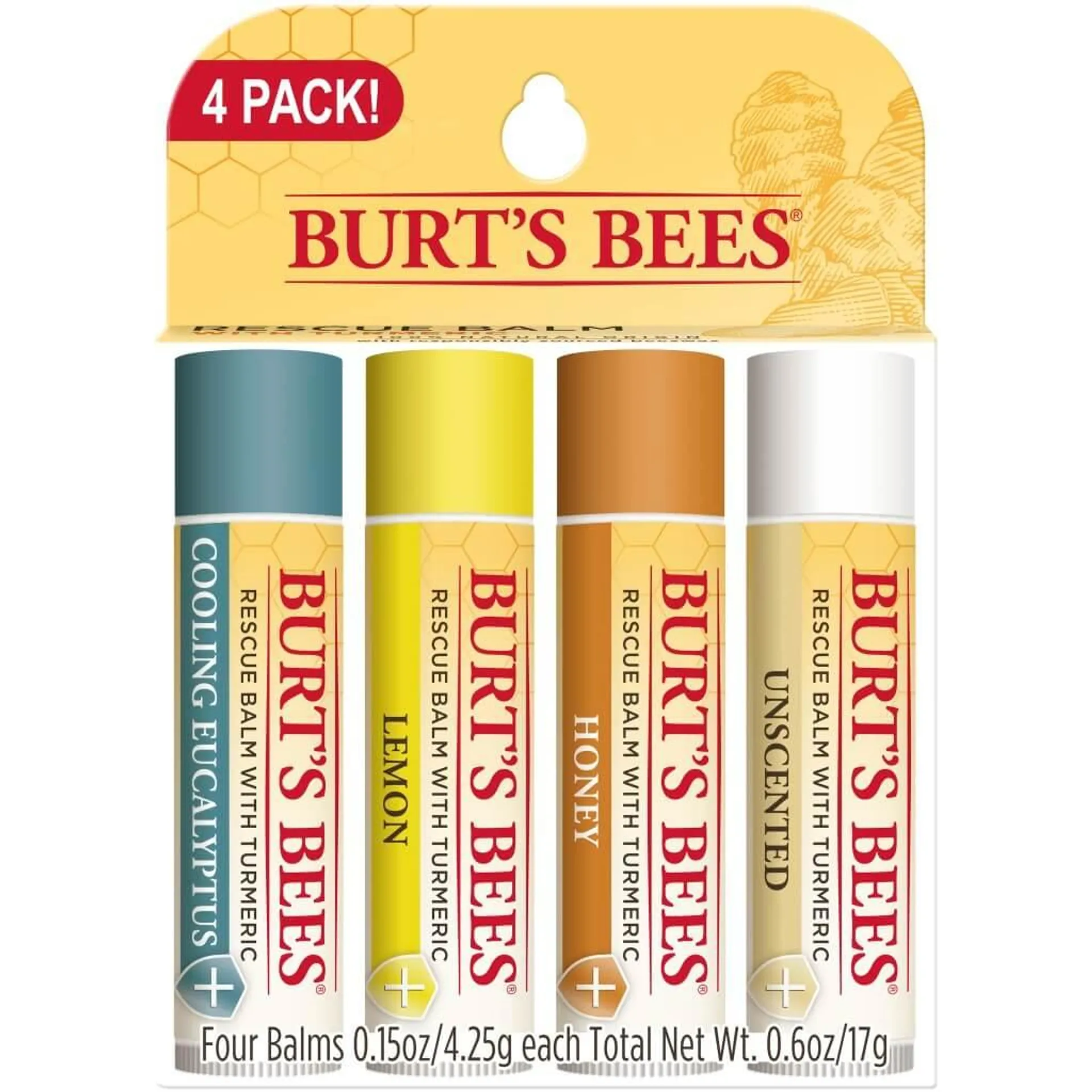 Burt's Bees Lip Balm Rescue 4 Pack