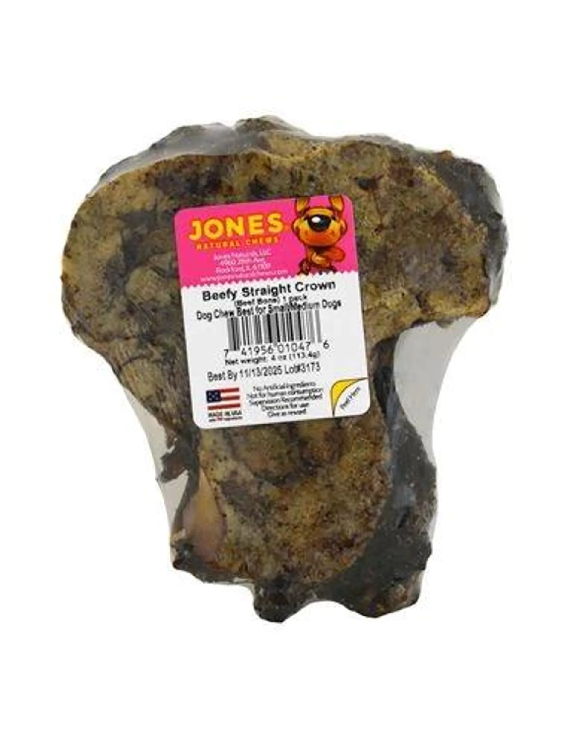 Jones Natural Dog Chews, Beefy Straight Crown Knucle, 1 Each