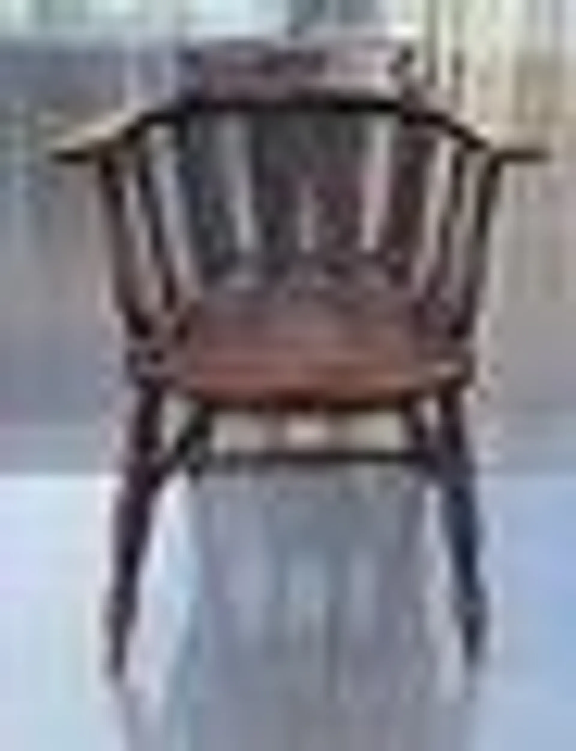 Antique English Captain's Chair in Grained Elm Wood, 1900s