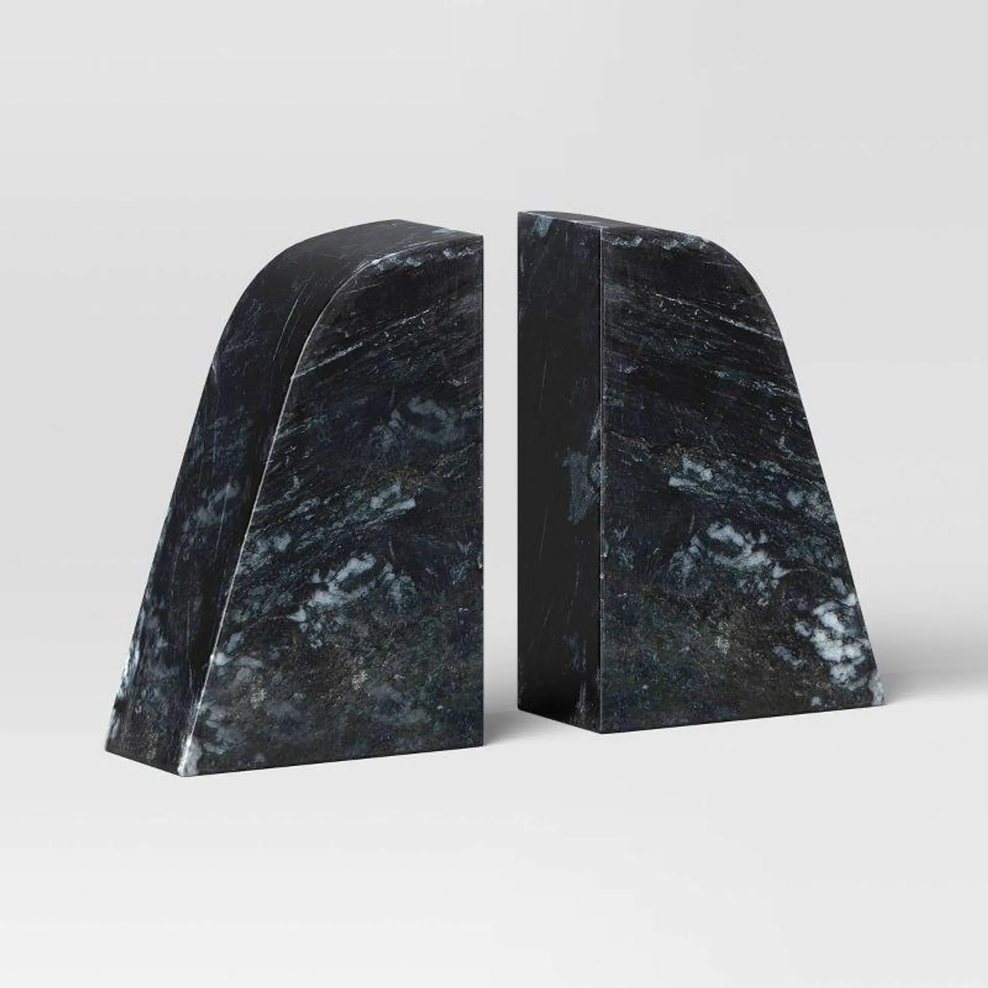 2pc Marble Bookends Black - Threshold™