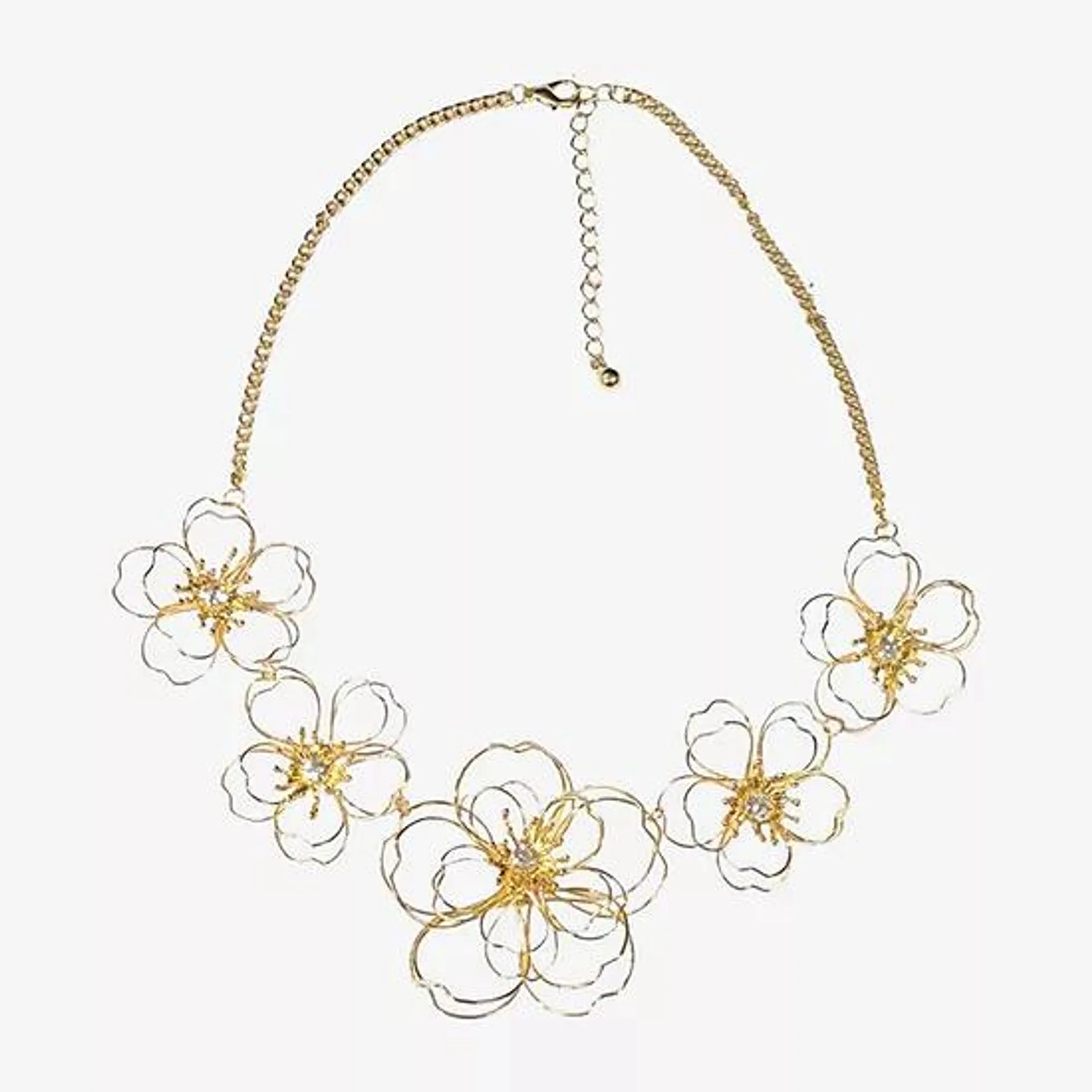 Bijoux Bar 14 Inch Link Flower Collar Necklace