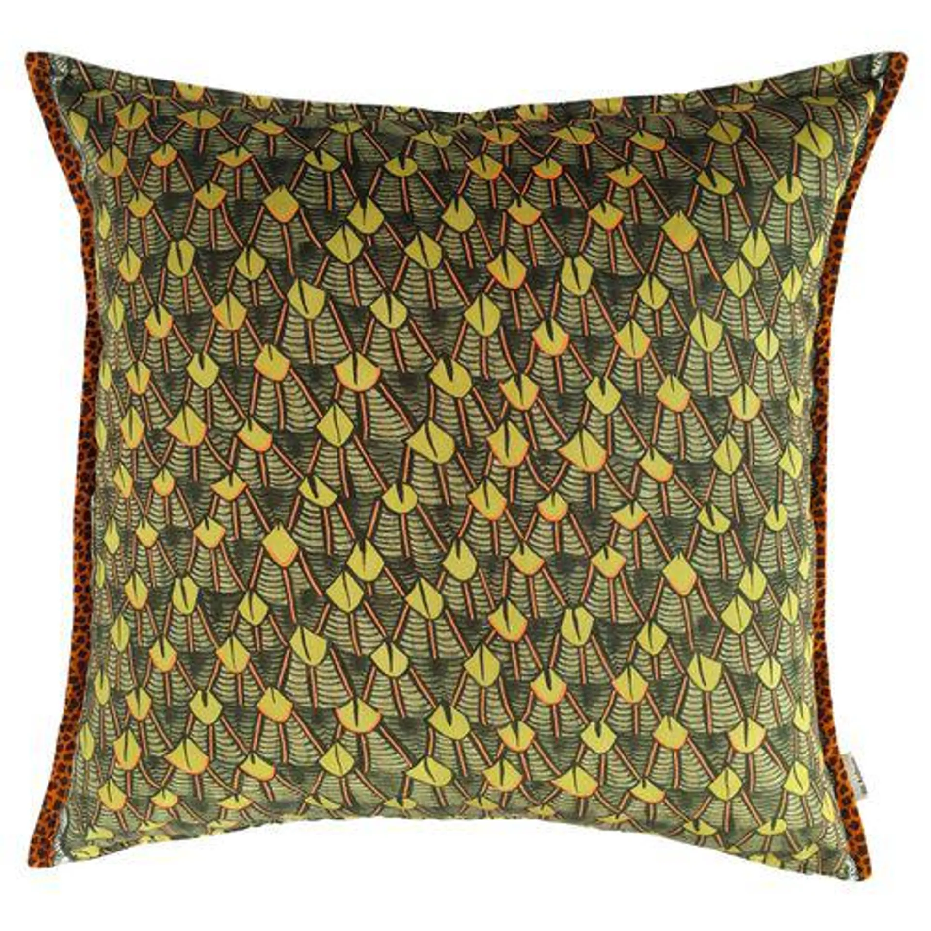 Feather 24x24 Pillow, Green/Multi Velvet