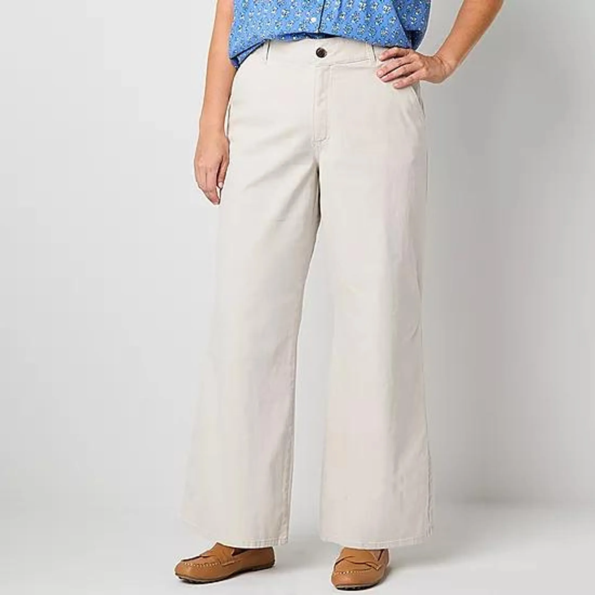 new! St. John's Bay-Plus Regular Fit Wide Leg Trouser