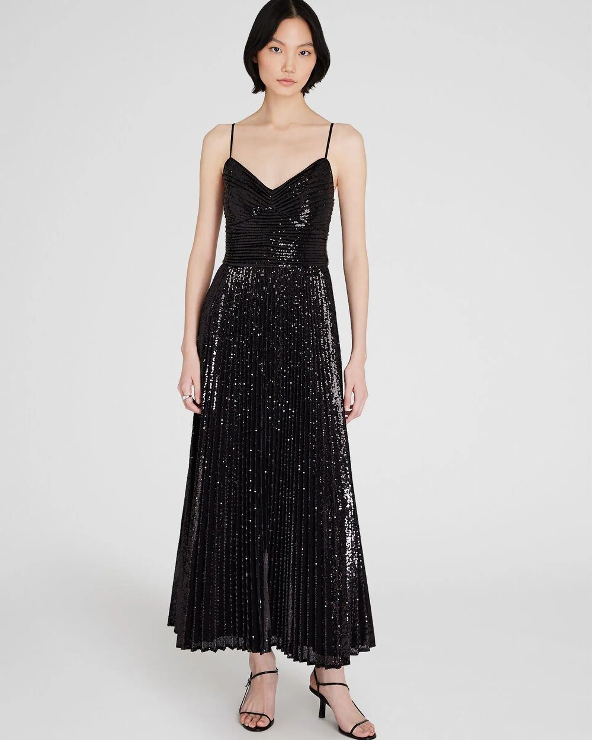 Sequin Pleated Occasion Maxi Dress