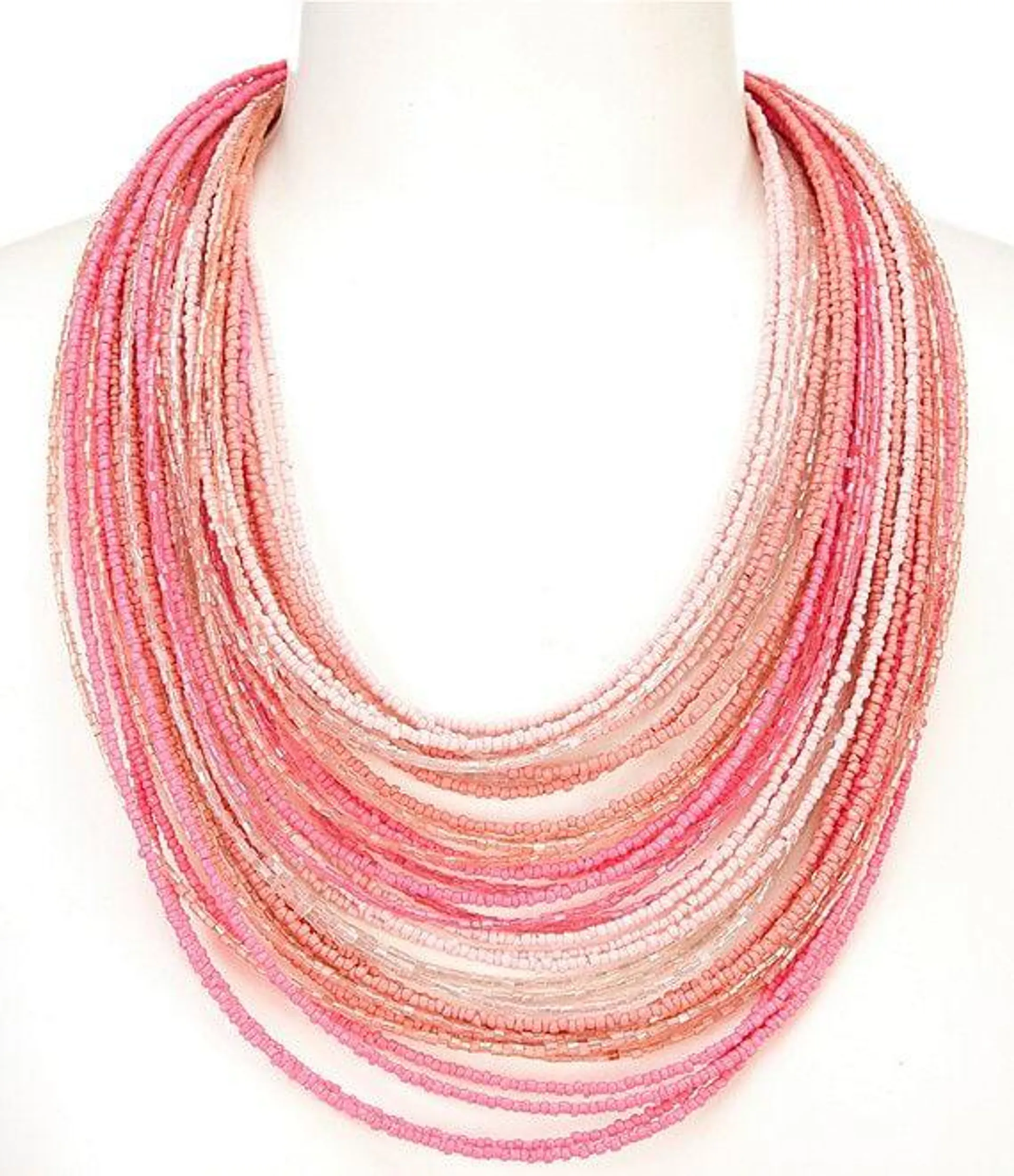 Seed Bead Multi Strand Statement Necklace