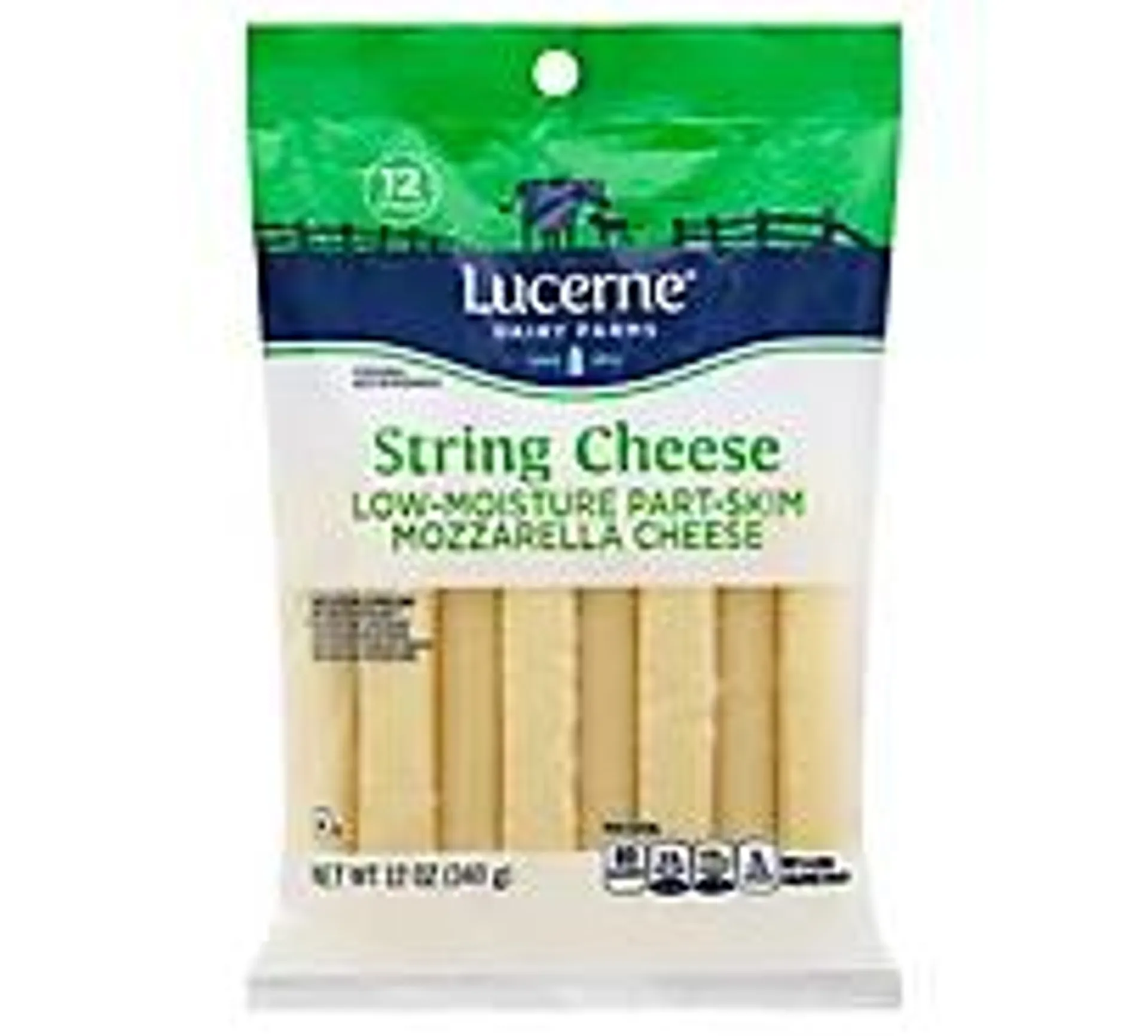 Lucerne Cheese String Cheese Mozzarella 12 Pack - 12 Oz