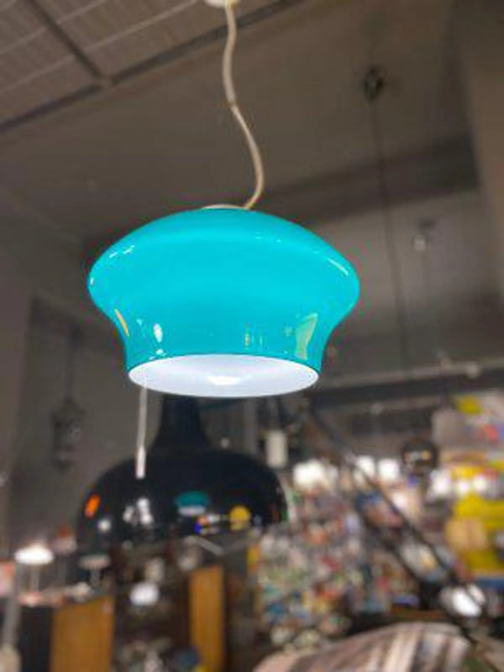Mid-Century Green Ceiling Lamp, 1980s
