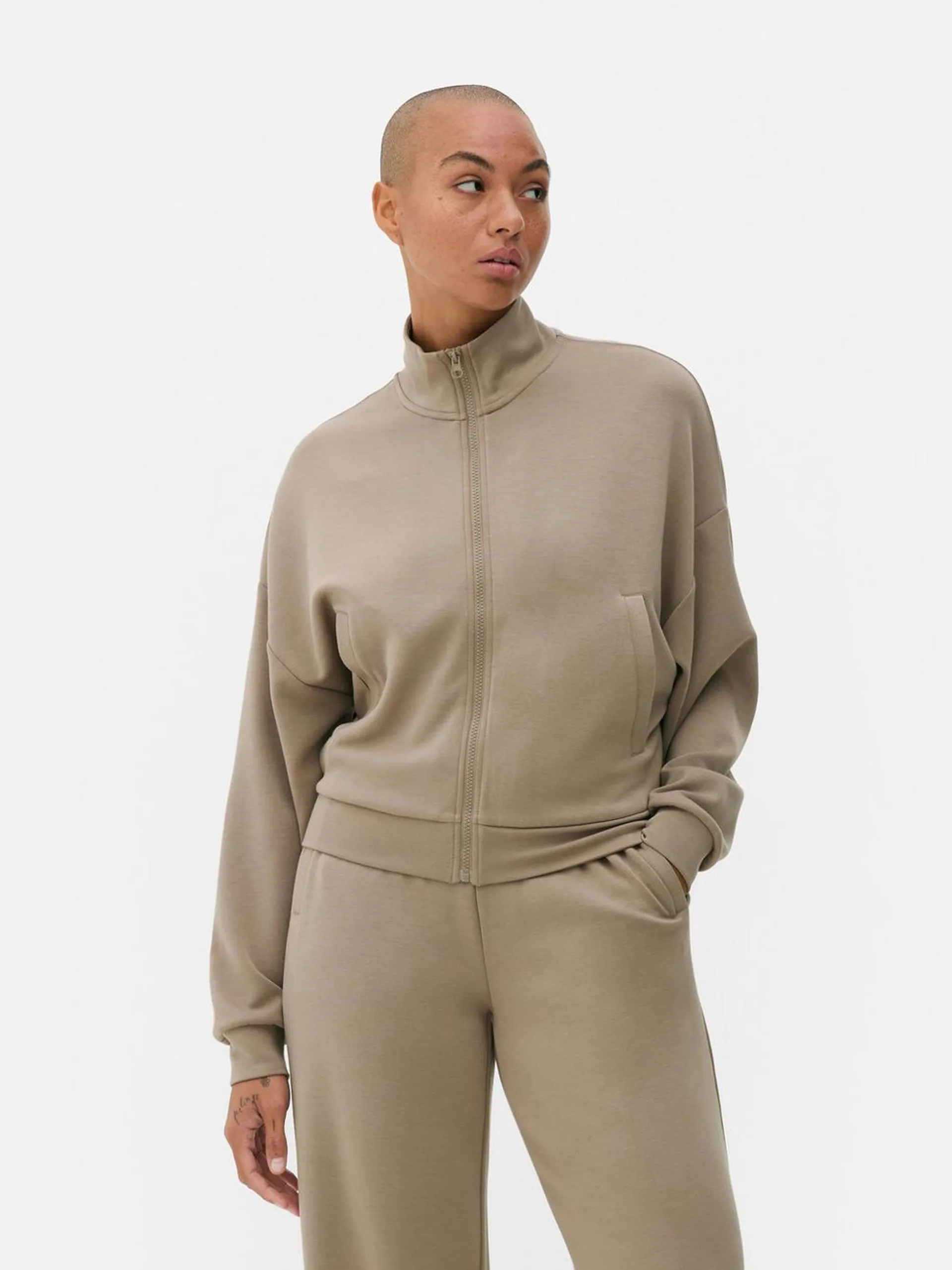 Funnel Neck Zip Sweatshirt