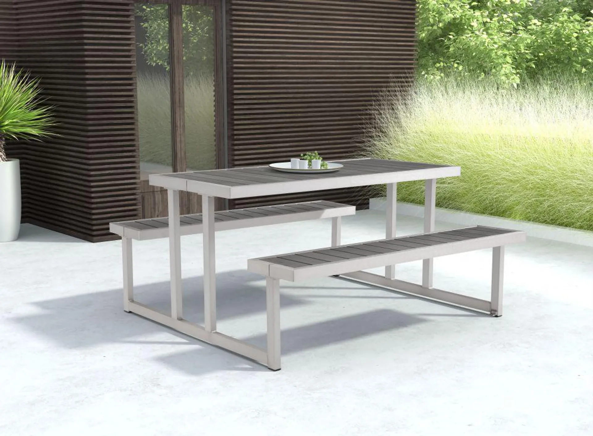 Cuomo Picnic Table Gray & Silver