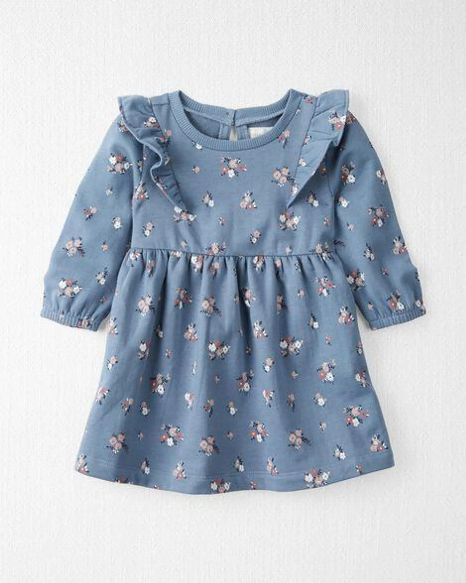 Baby Long-Sleeve Ruffle Dress Made with Organic Cotton in Floral Print