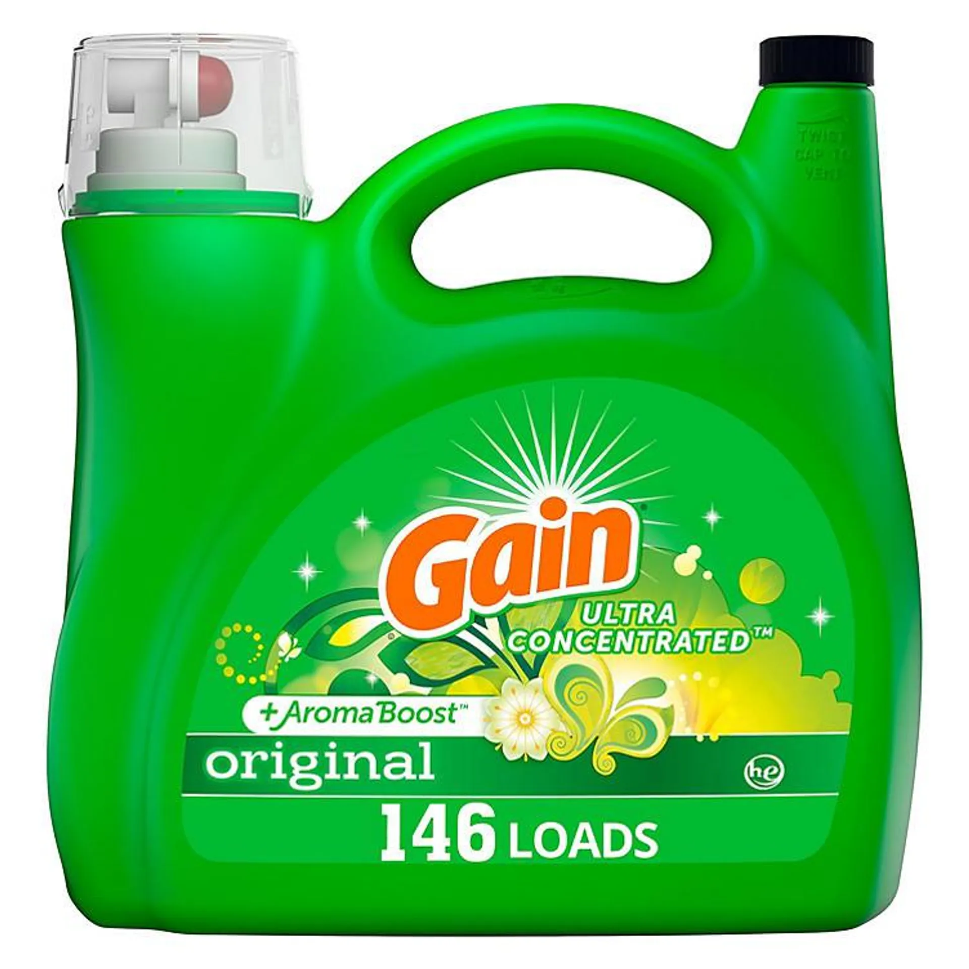 Gain Ultra Concentrated + AromaBoost Liquid Laundry Detergent, Original (146 loads, 200 fl. oz.)