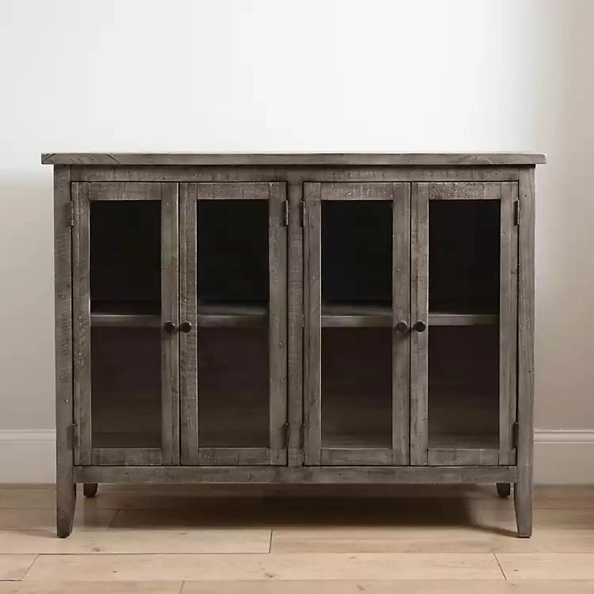 Charcoal 4-Door Windowpane Wooden Cabinet