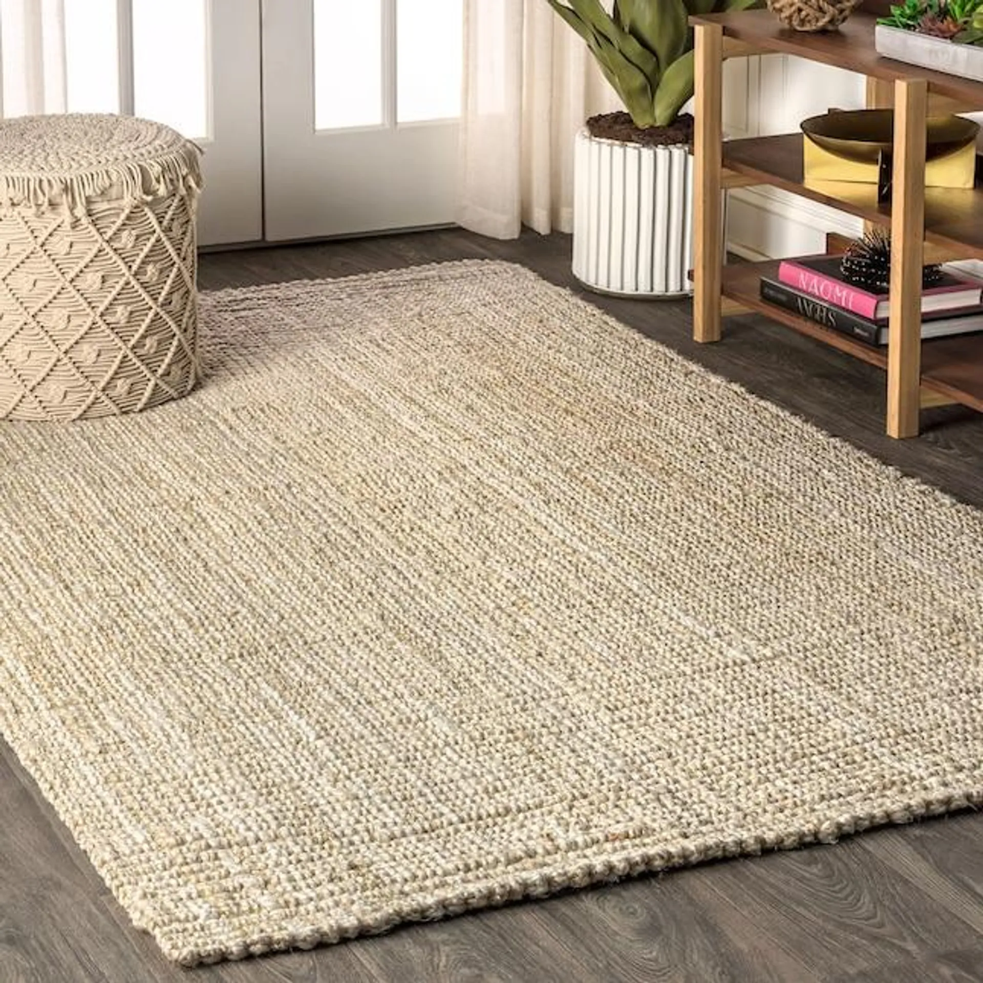 JONATHAN Y NATURAL FIBER Hiro Chunky 8 X 10 (ft) Jute Ivory Indoor Solid Bohemian/Eclectic Area Rug