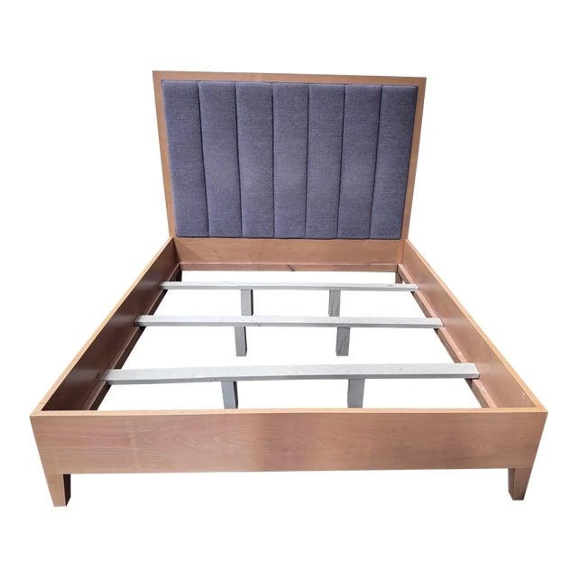 Eastern King Size Custom Design Maple + Fabric Bed Frame