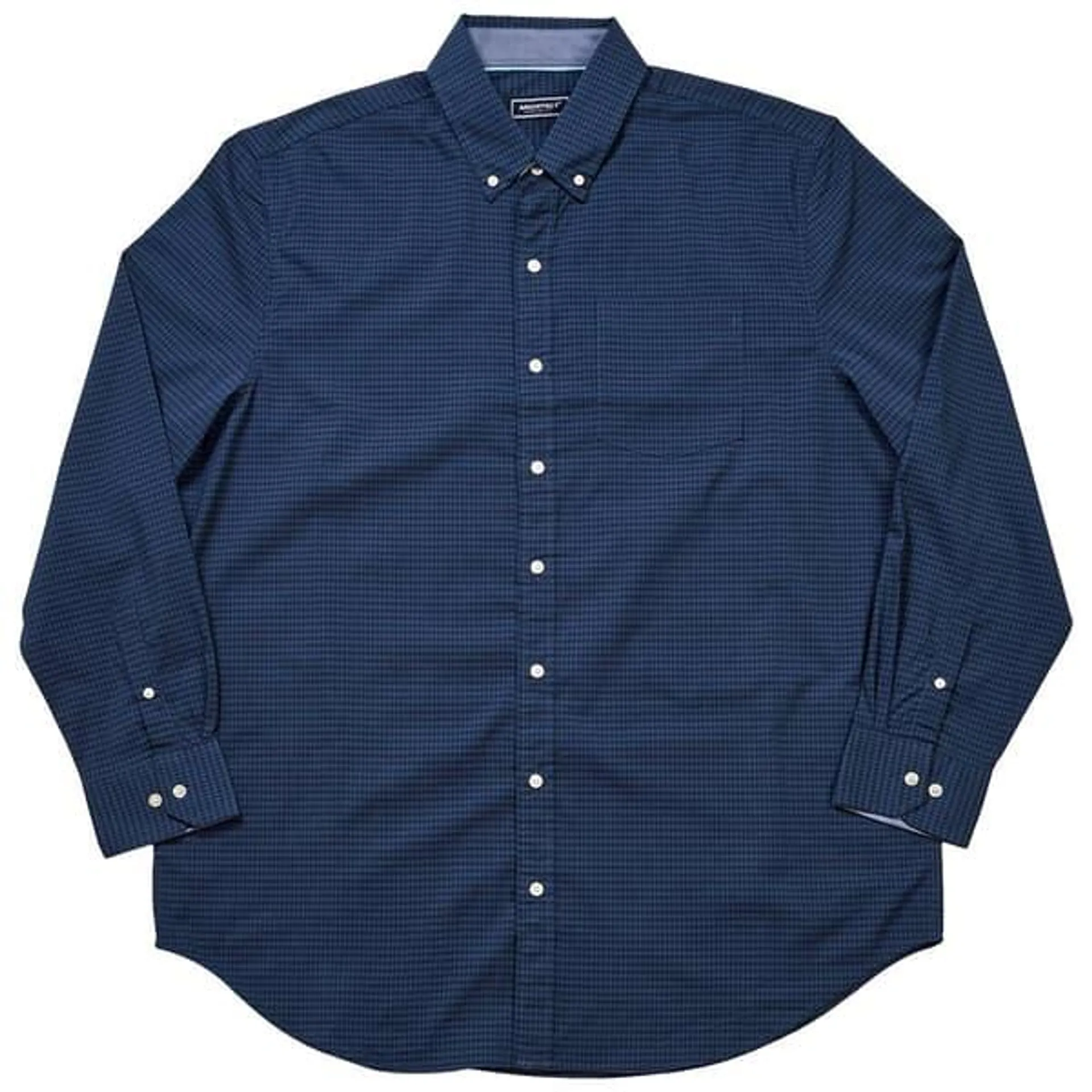 Mens Big & Tall Architect® Gingham Button Down Shirt-Blue Revive