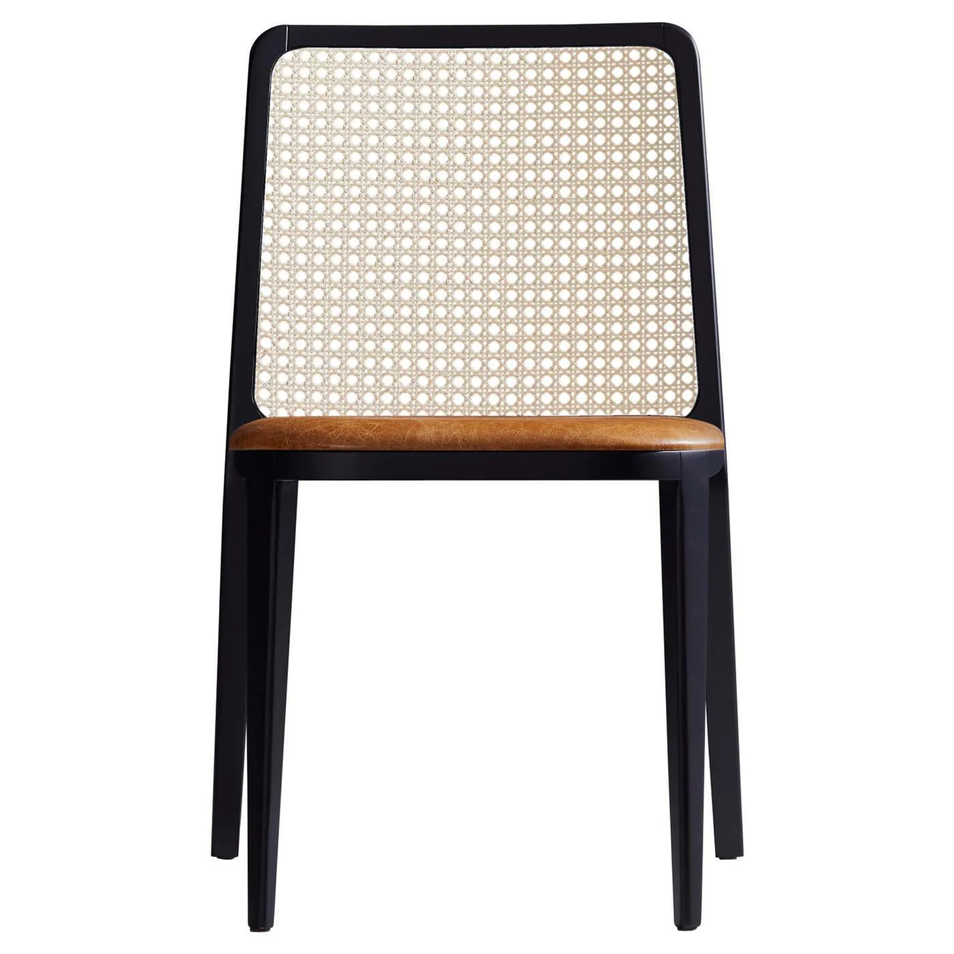 Minimal Style, Solid Wood Chair, Leather or Textile Seating, Caning Backboard