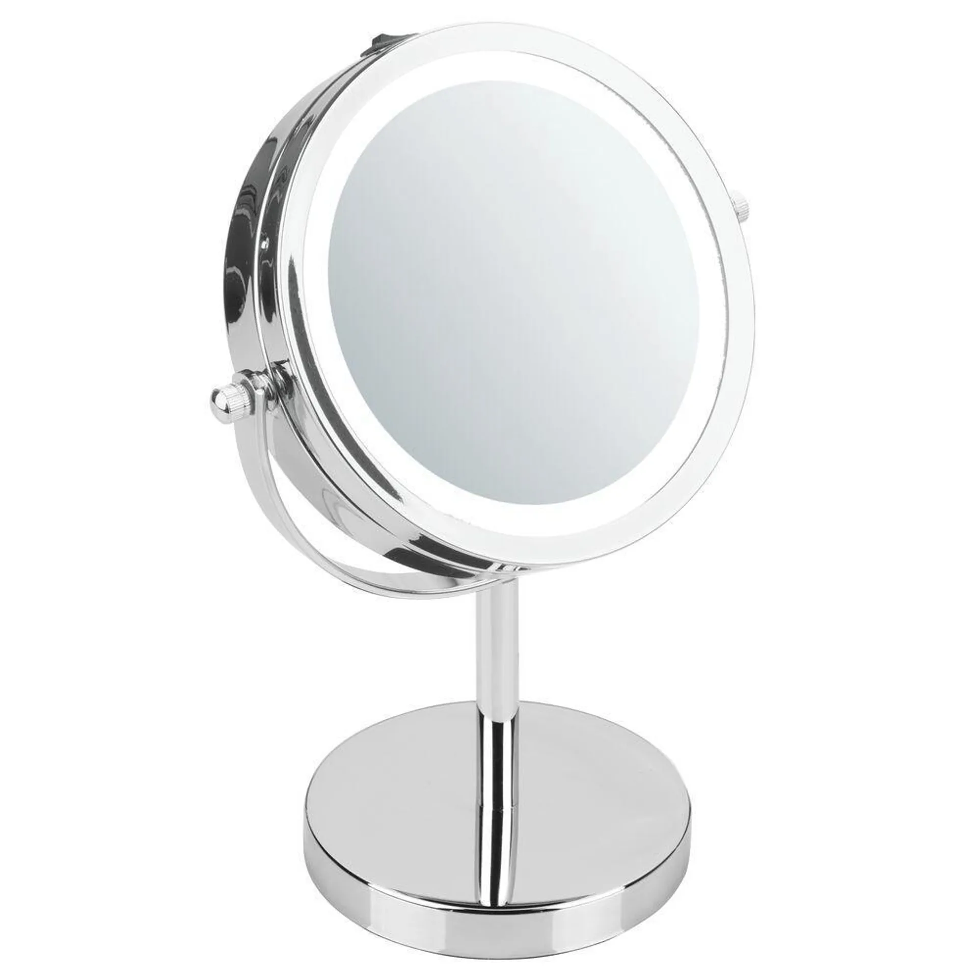 iDesign® 10" Chrome Lighted Freestanding Magnifying Makeup Mirror (7X Magnification)