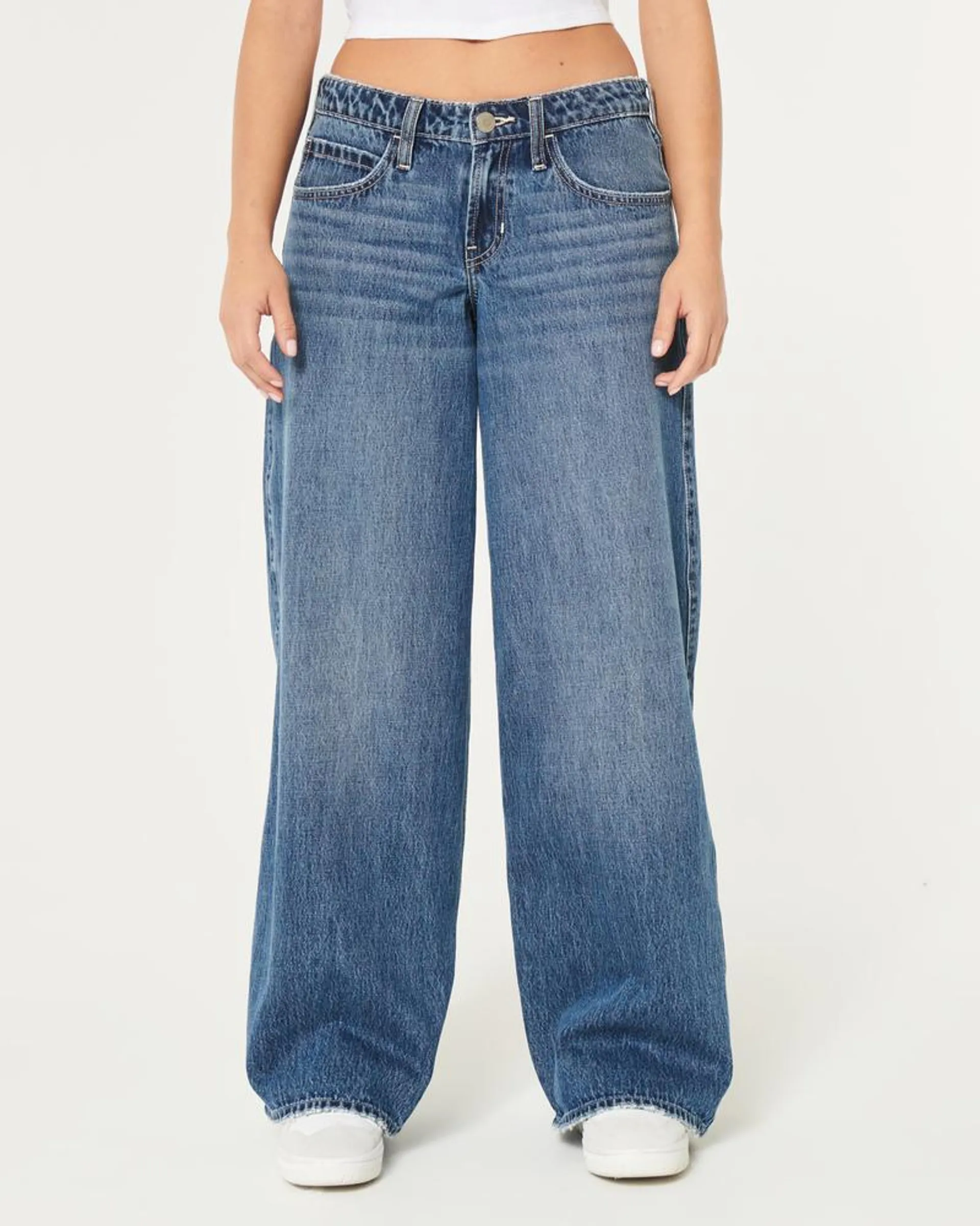 Low-Rise Medium Wash Super Baggy Jeans