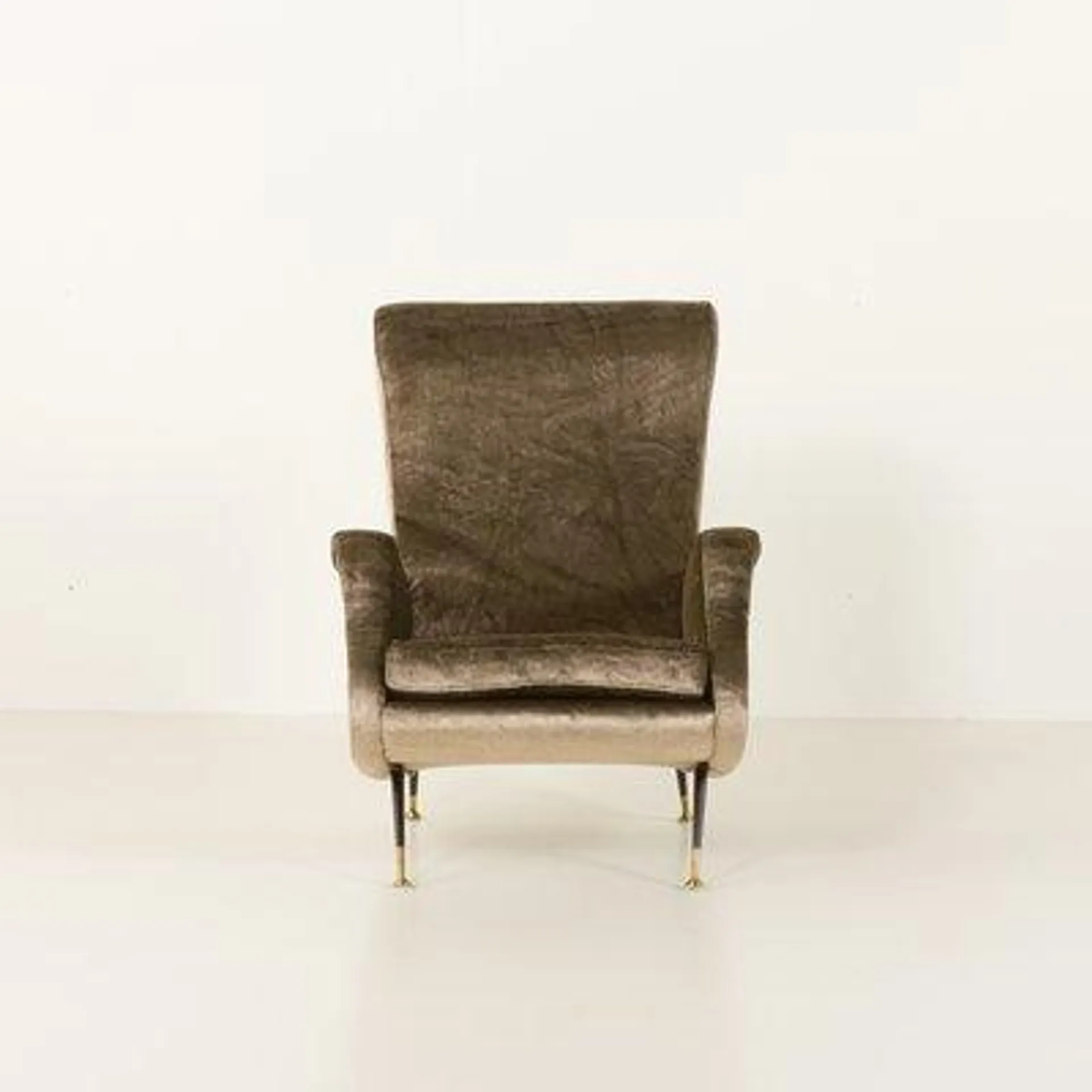 Mid-Century Modern Velvet Lounge Chair in the style of Marco Zanuso, 1960s