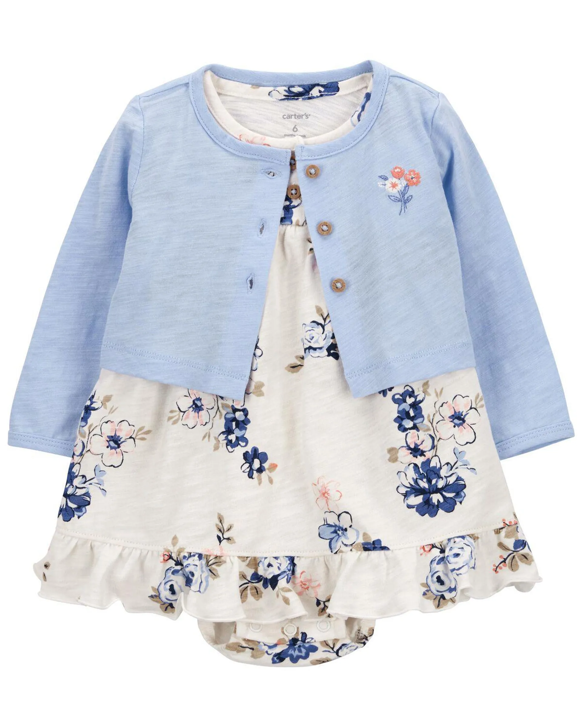 Baby 2-Piece Bodysuit Dress & Cardigan Set