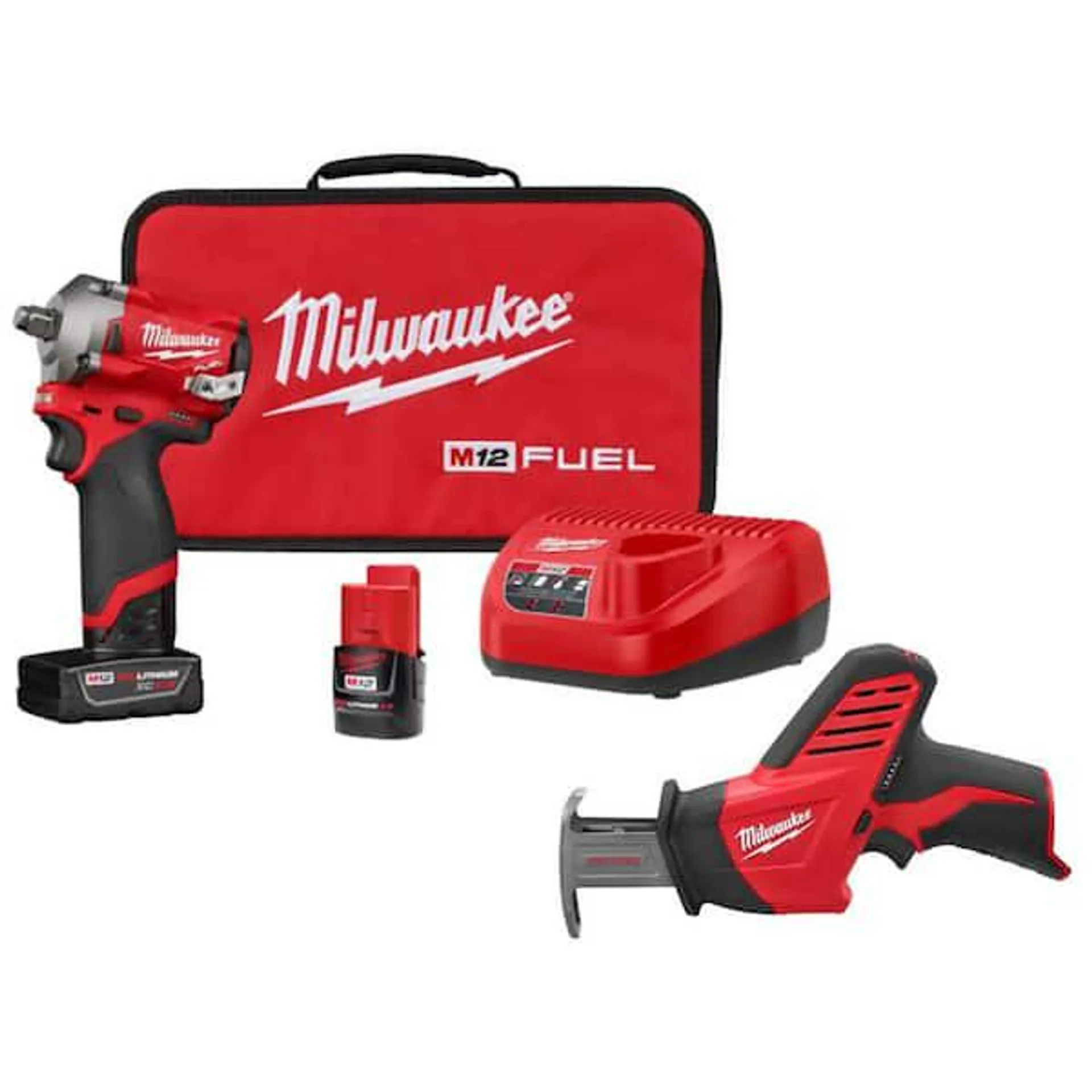 M12 FUEL 12V Lithium-Ion Brushless Cordless Stubby 1/2 in. Impact Wrench Kit w/M12 HACKZALL Reciprocating Saw