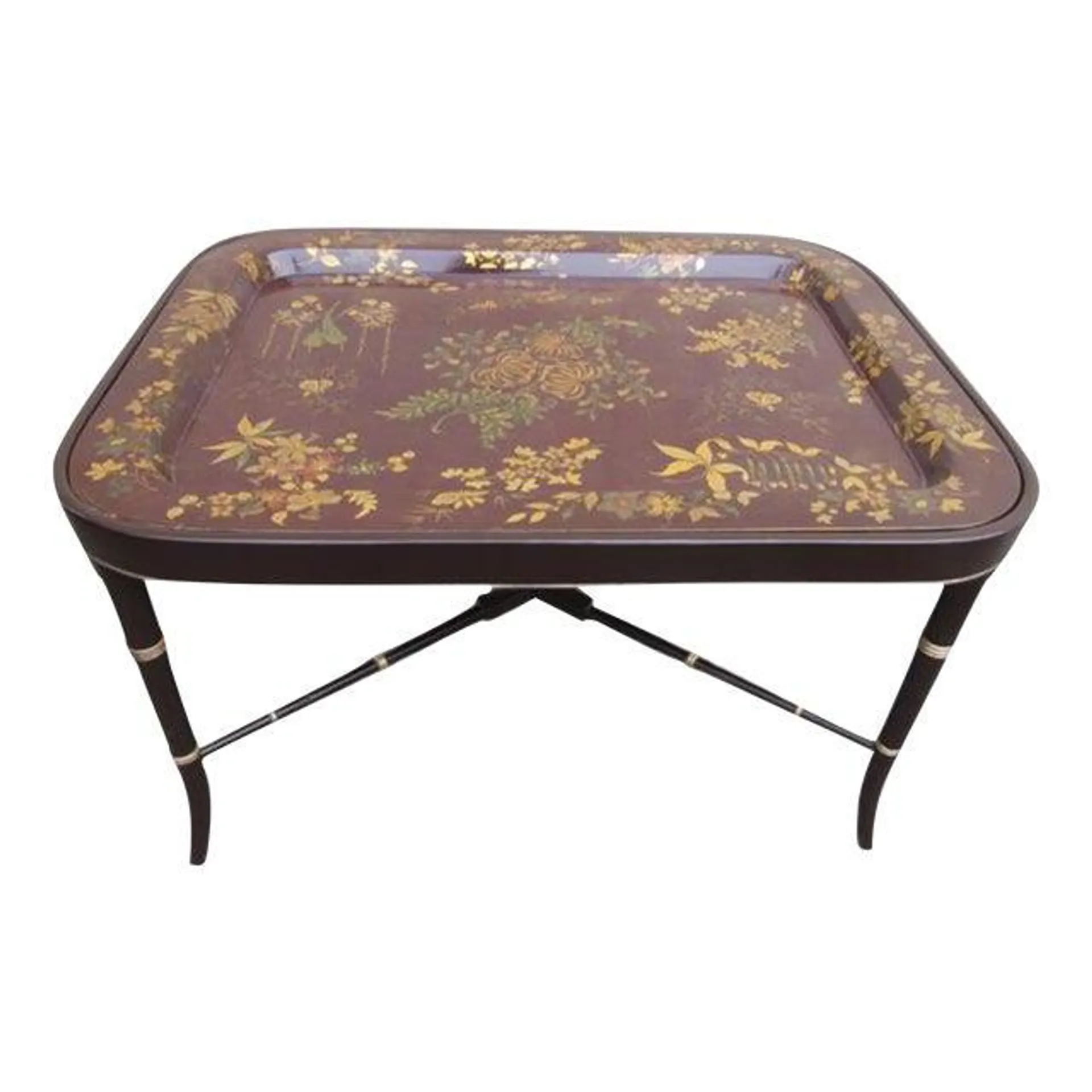 English Antique Paper Mache Tray Table