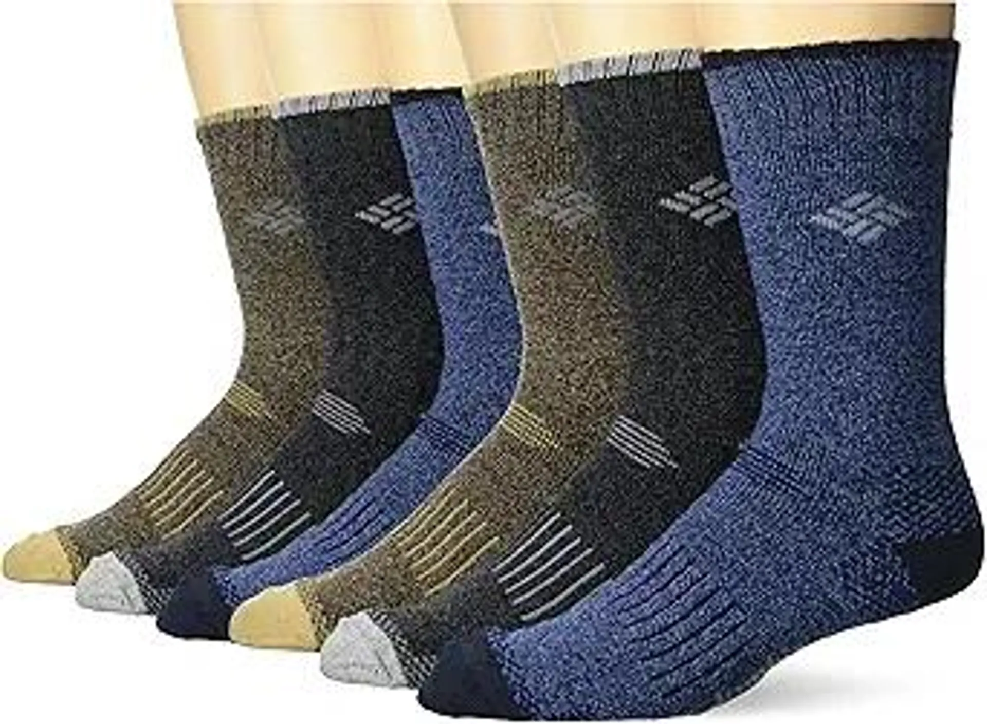 Columbia Men's Moisture Control Crew Socks, Khaki/Navy/Brown/Black, 6-12 US