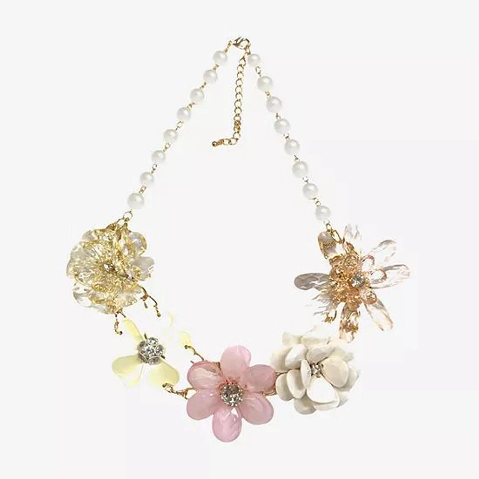 Bijoux Bar Frontal 12 Inch Link Flower Statement Necklace