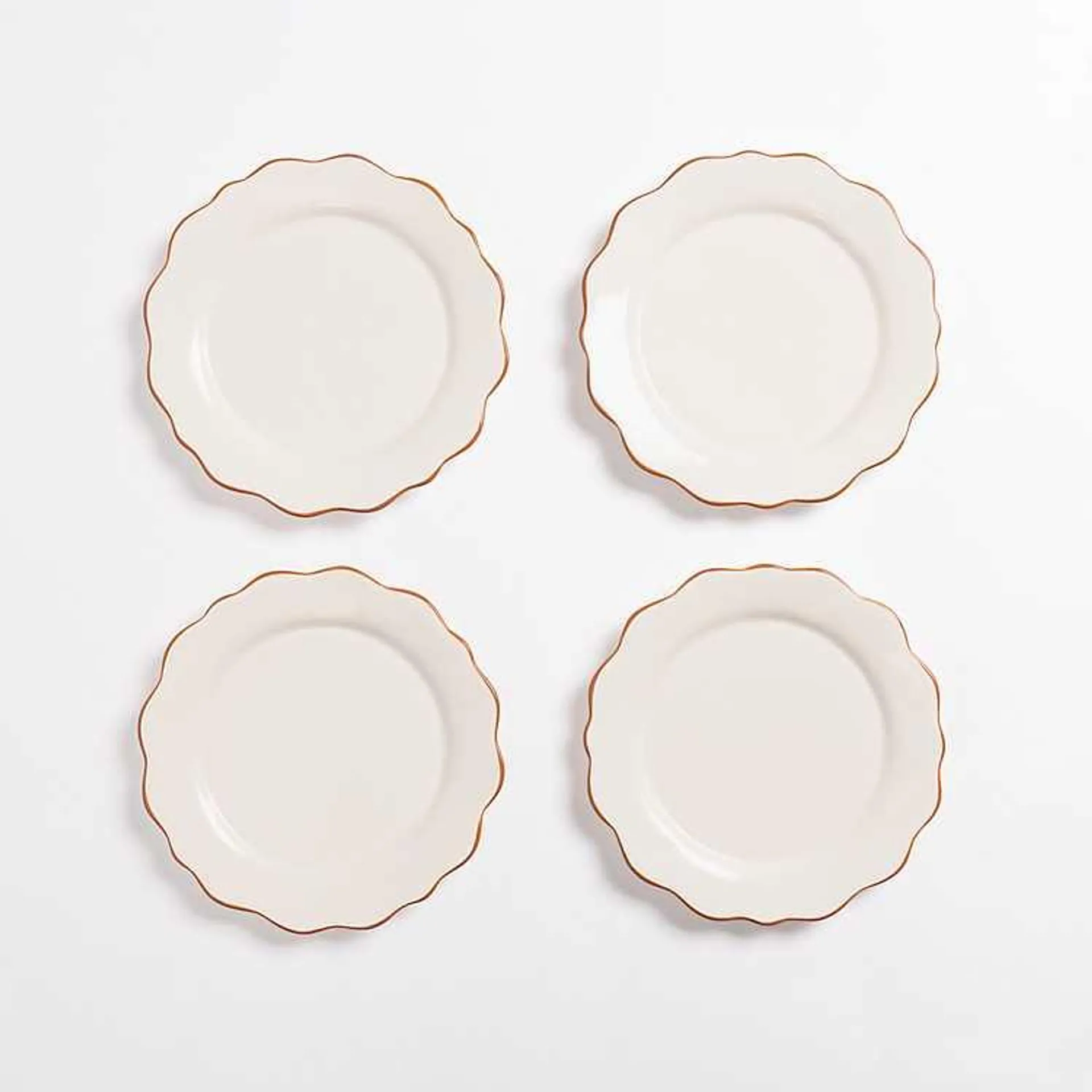 Burnt Orange Scalloped Rim Salad Plates, Set of 4