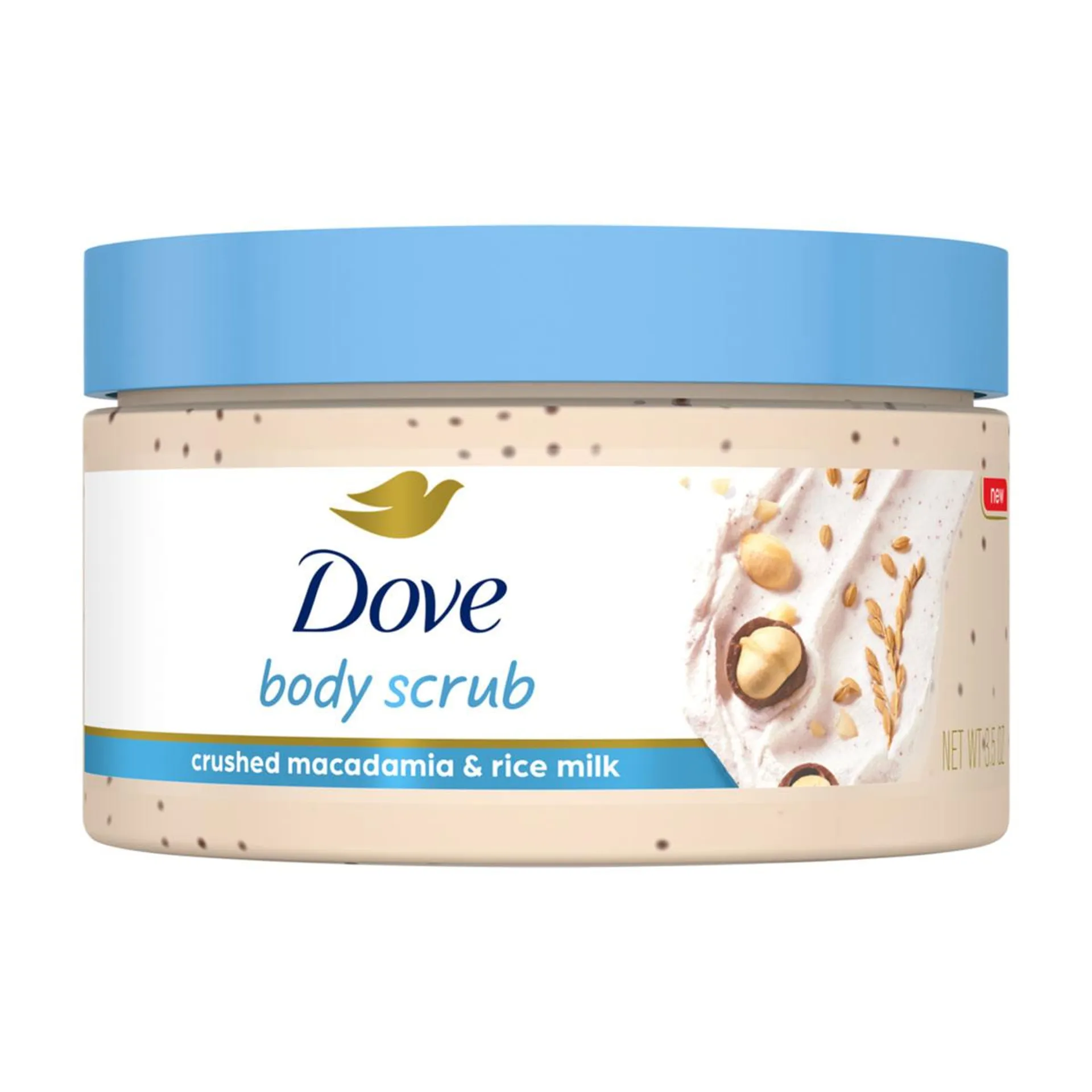 Dove Crushed Macadamia and Rice Milk Mini Body Scrub, 3.5 oz