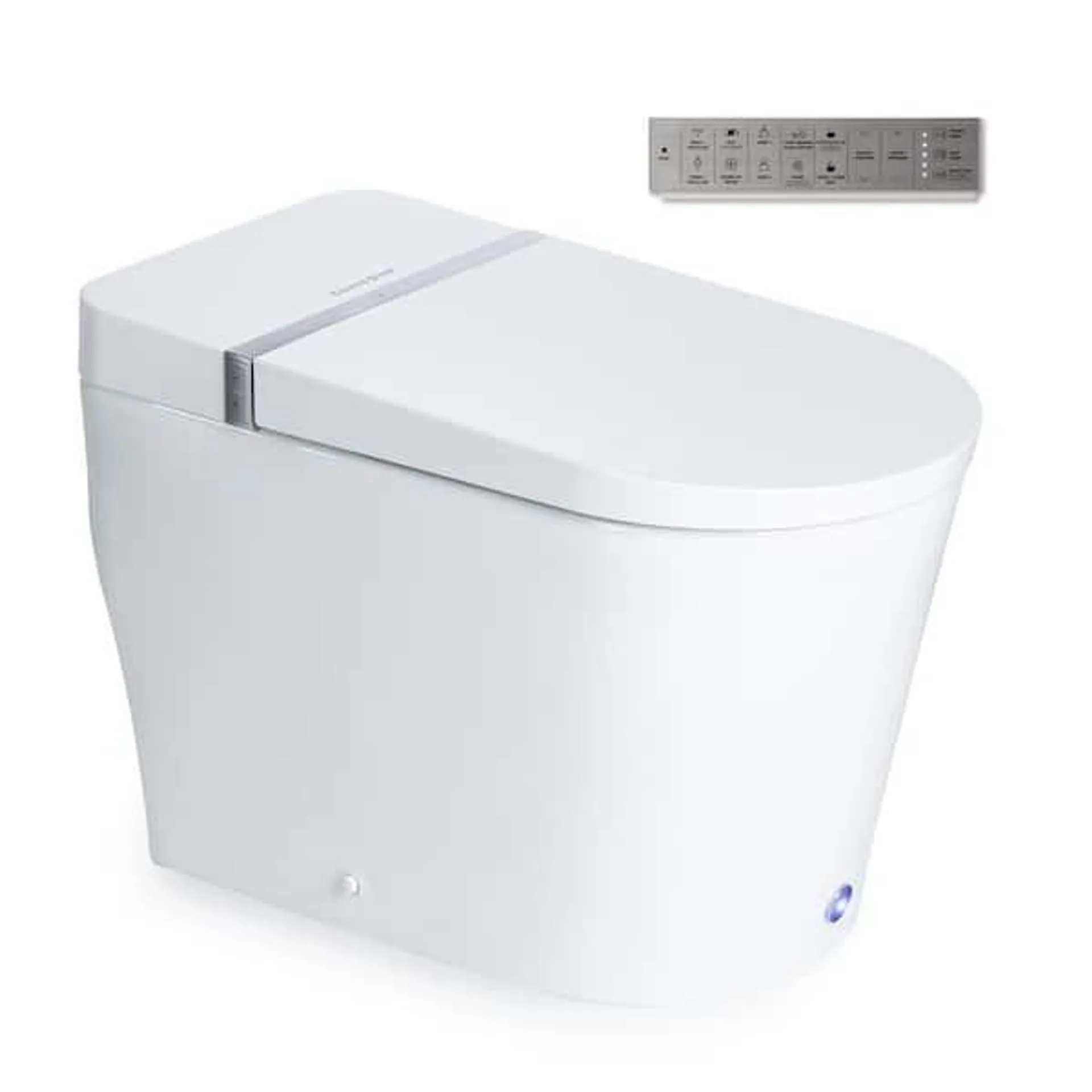 Electric Smart Bidet Toilet Elongated 1.28GPF in White with Touch Panel Remote Control Auto Open/Close