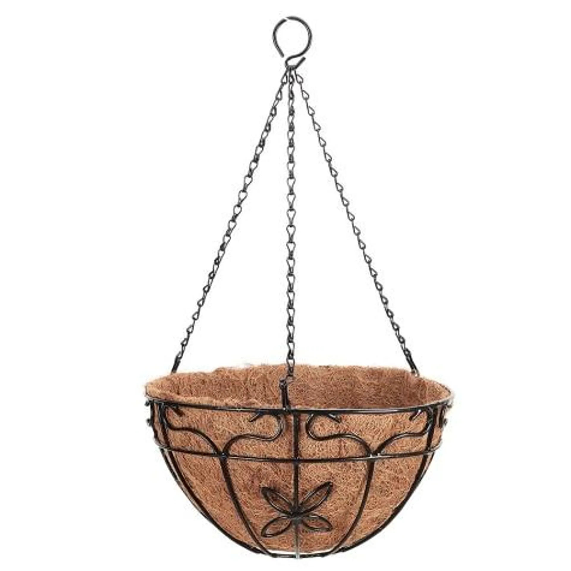 Decorative Flower Hanging Wire Basket Planter with Coco Liner, 12"