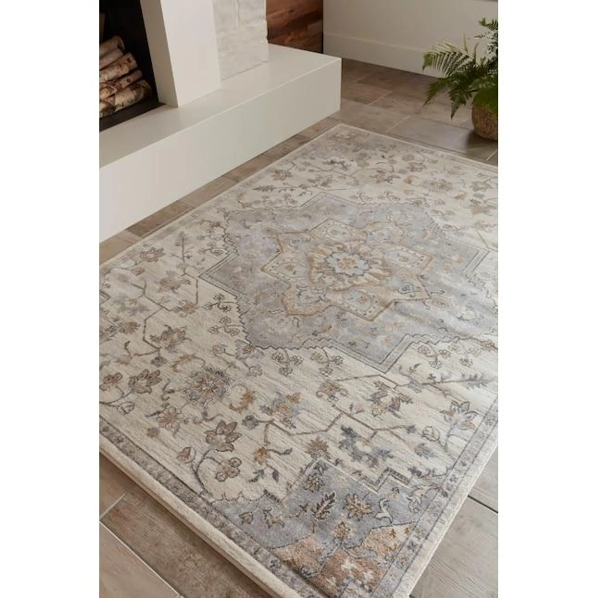 allen + roth with STAINMASTER Tess 8 X 10 (ft) Cream Indoor/Outdoor Medallion Area Rug