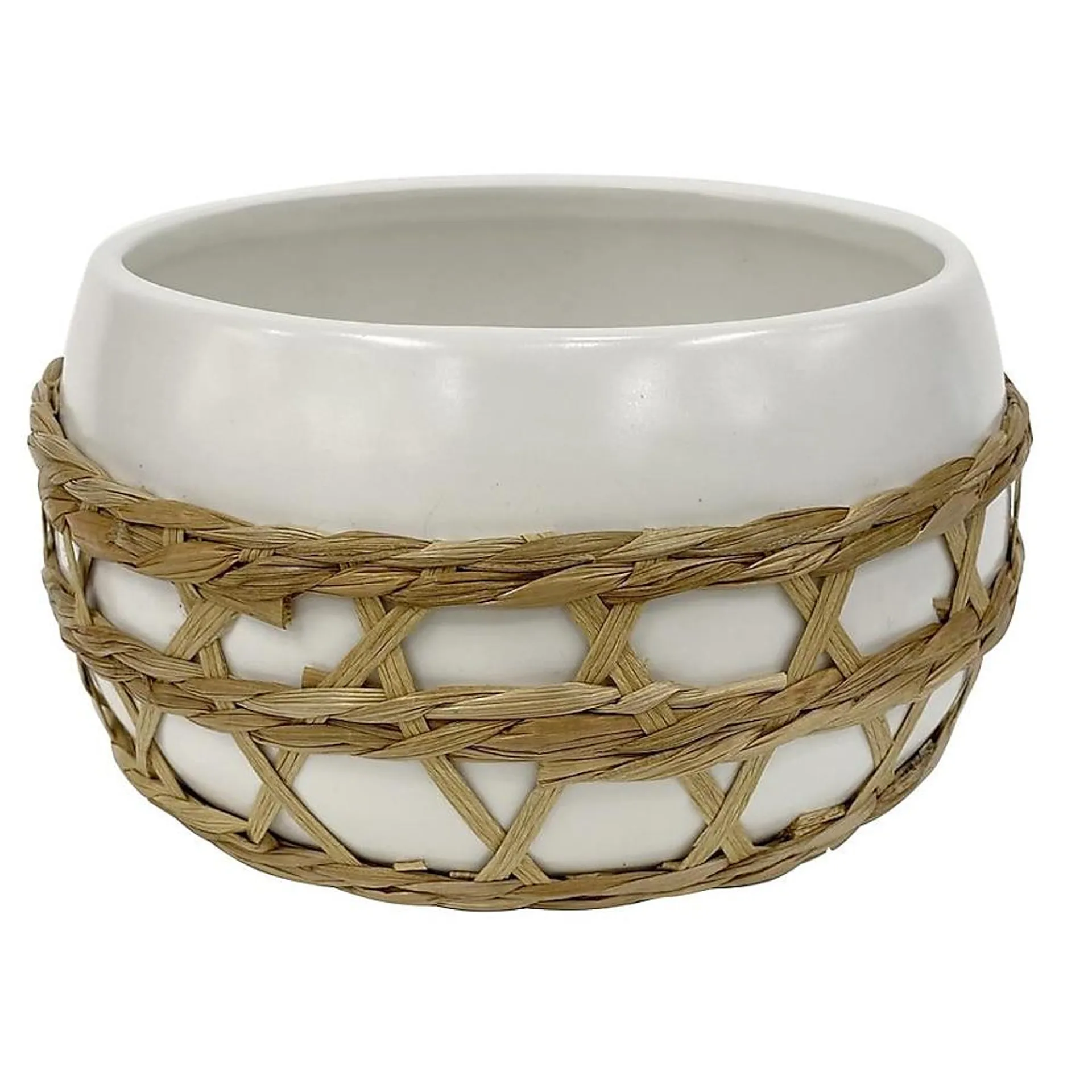 allen + roth 2-Pack White Ceramic Art Deco Decorative Bowl