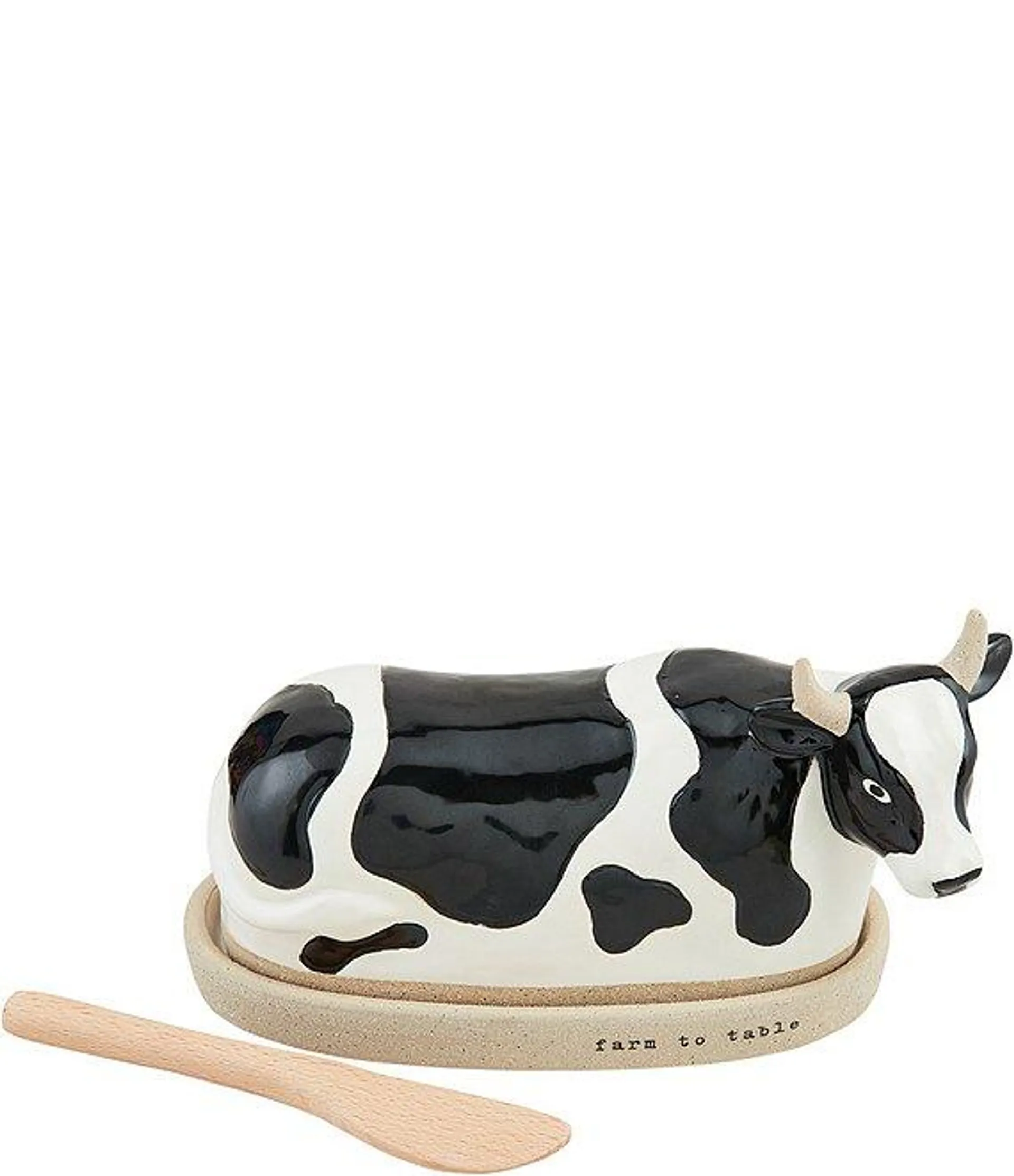 Farmhouse Cow Stoneware Butter Dish Set