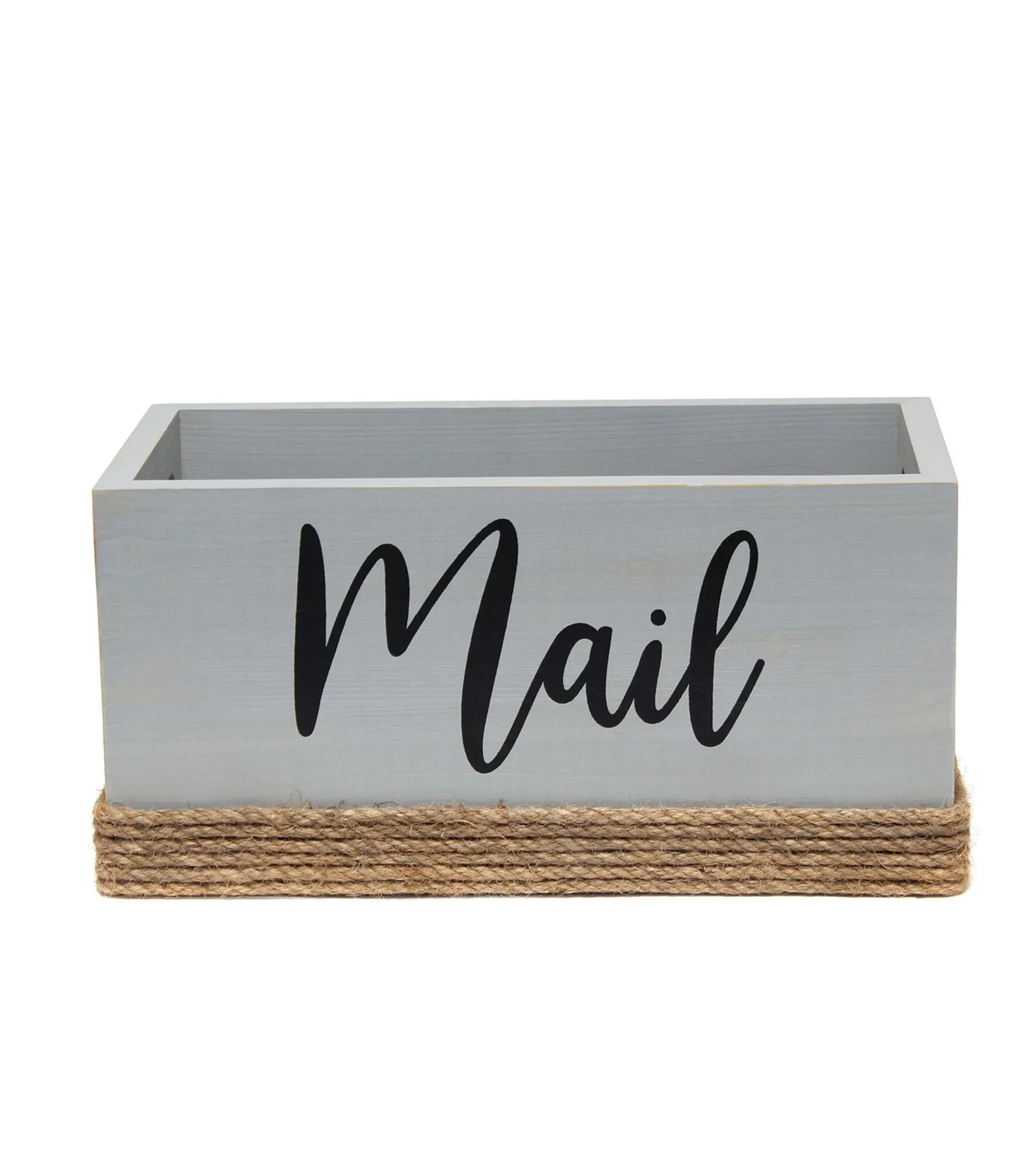 All The Rages 12" Wood Mail Holder With Roped Bottom & Mail Script