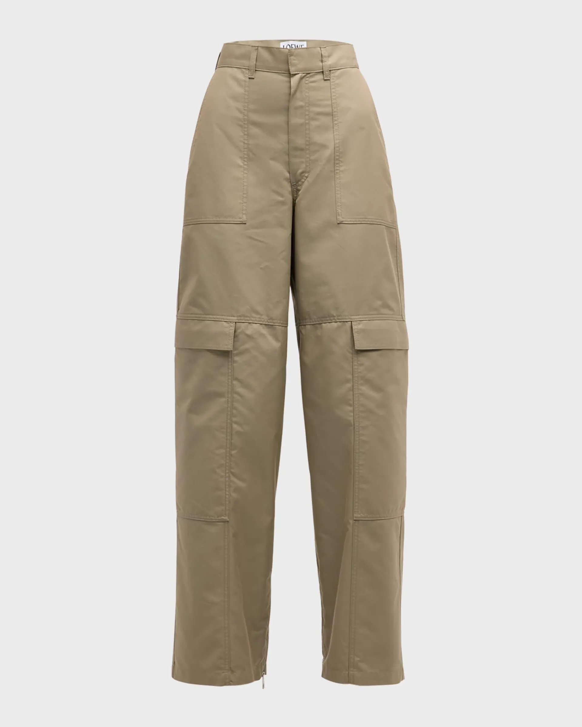 High-Rise Straight-Leg Cargo Trousers