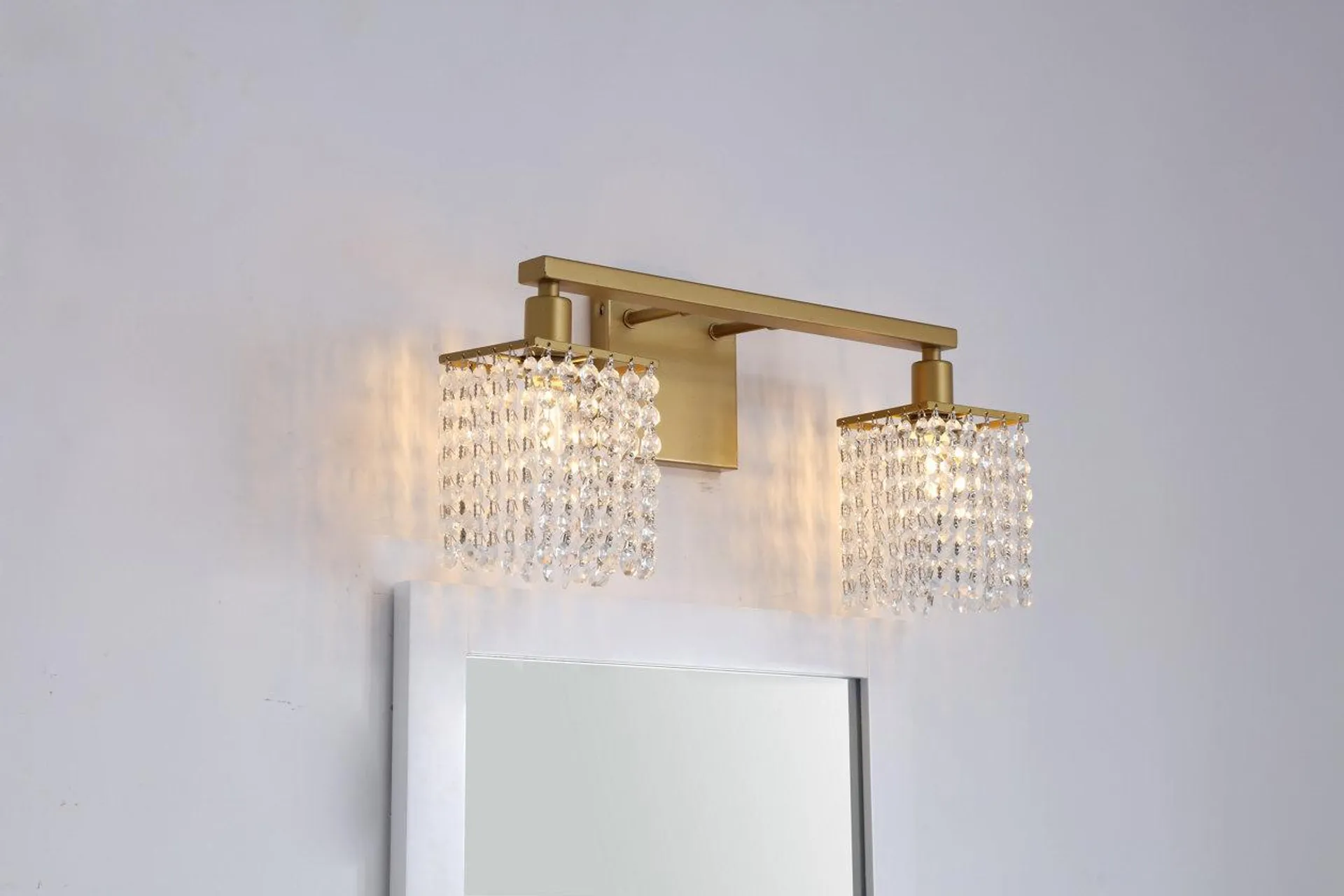 Phineas 2 Light Brass And Clear Crystals Wall Sconce