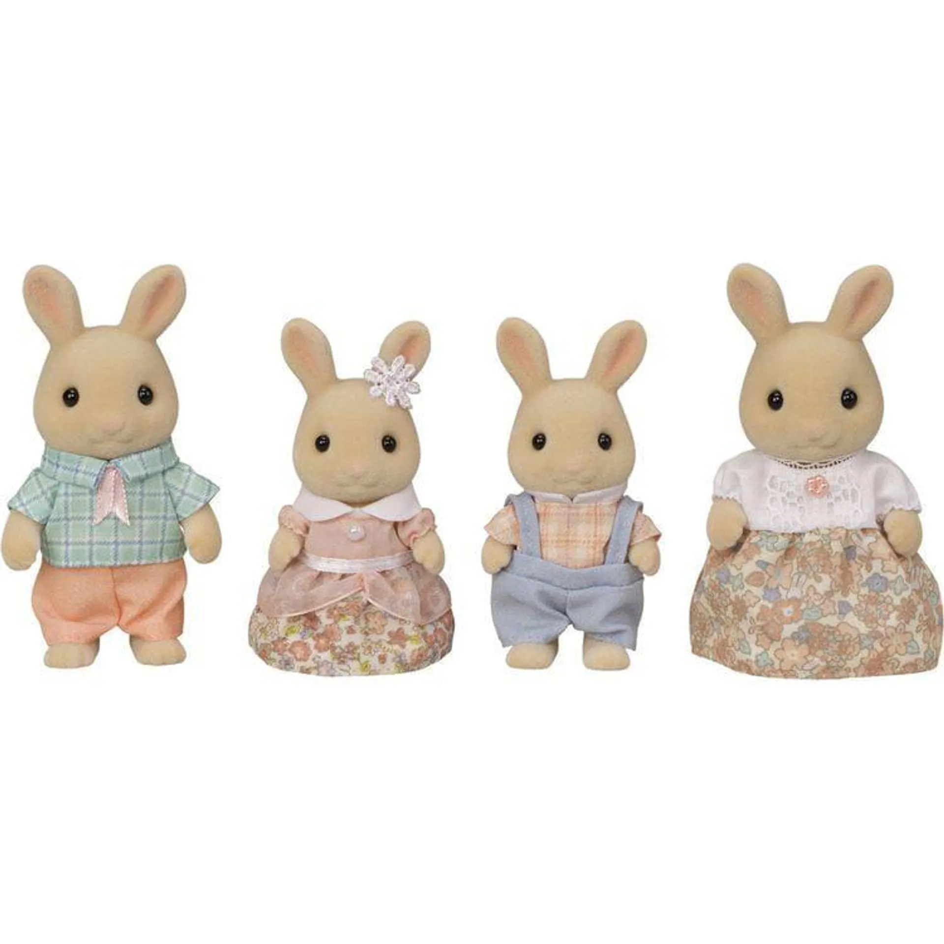 Calico Critters Milk Rabbit Family, Set of 4 Collectible Doll Figures