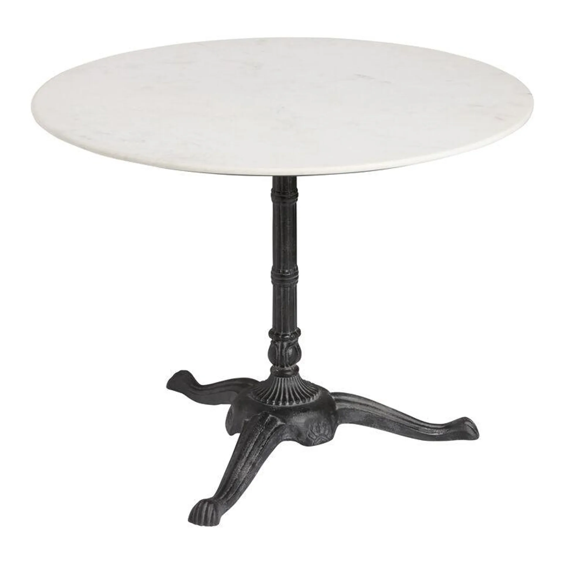 Jeanne Round White Marble Top and Black Metal Bistro Table