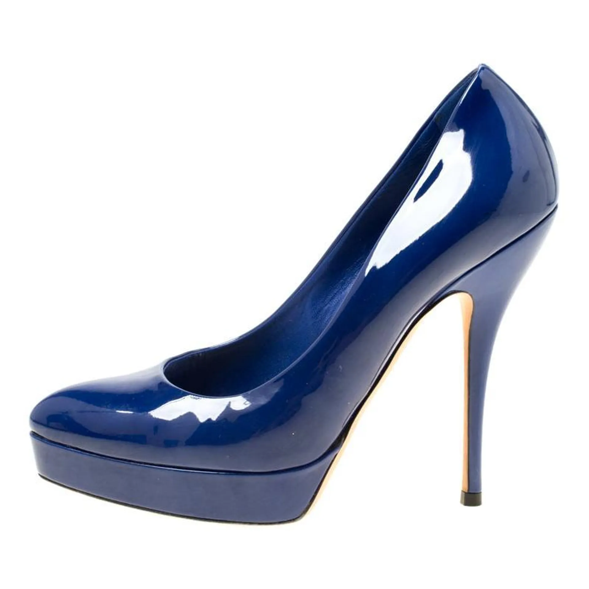 Gucci Blue Patent Leather Platform Pumps Size 36.5