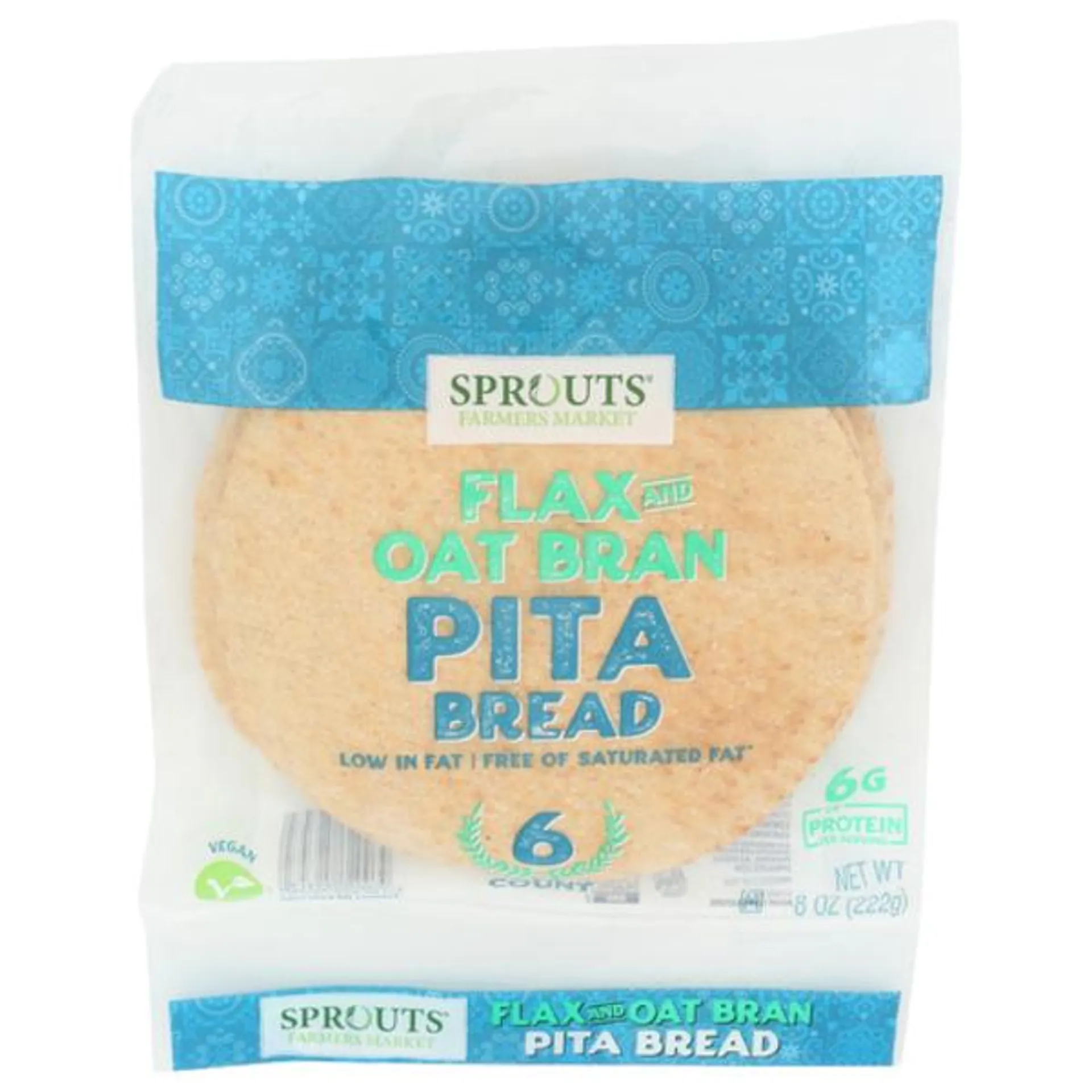 Sprouts Flax And Oat Bran Pita Bread 6 Count