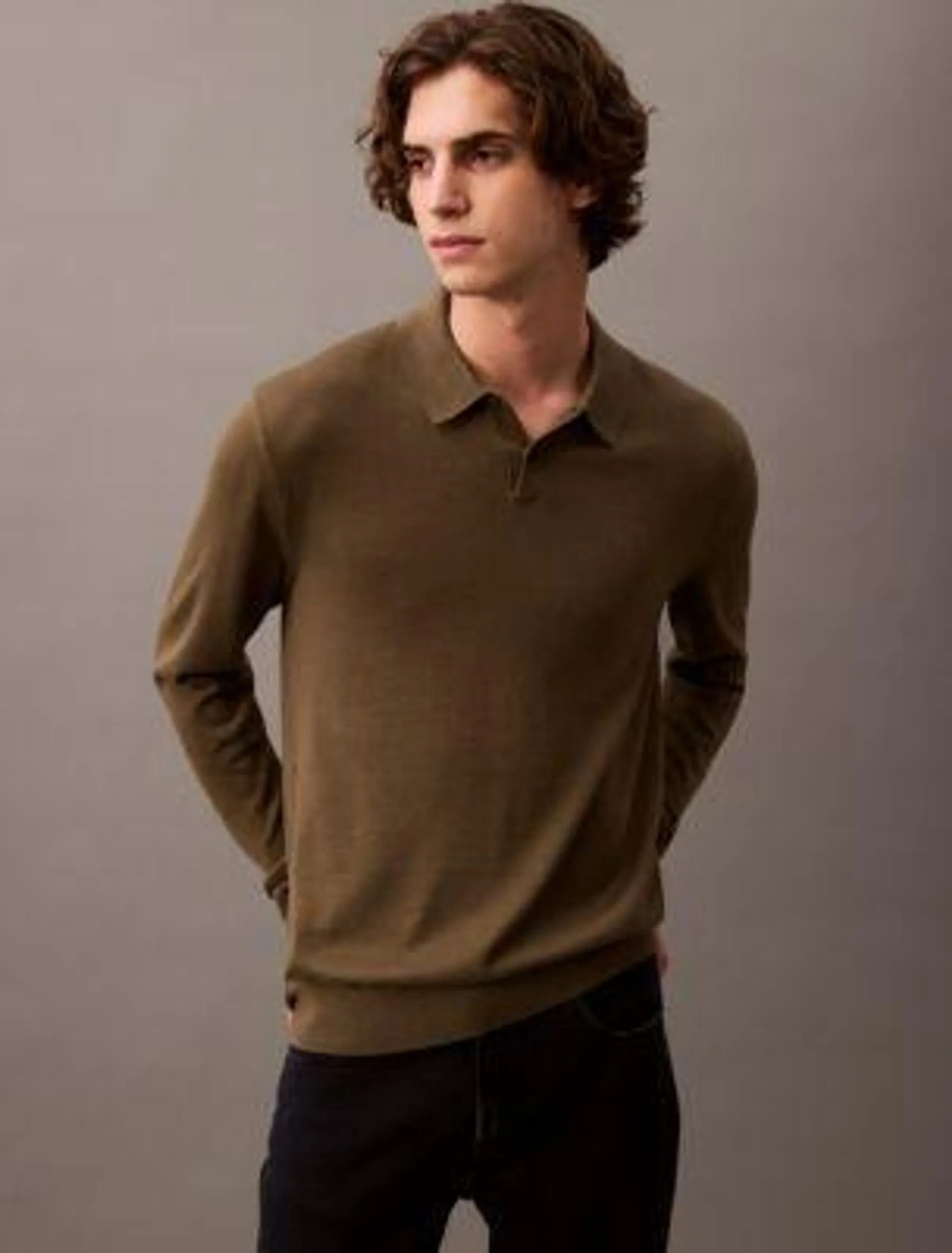 Extra Fine Merino Blend Polo Sweater