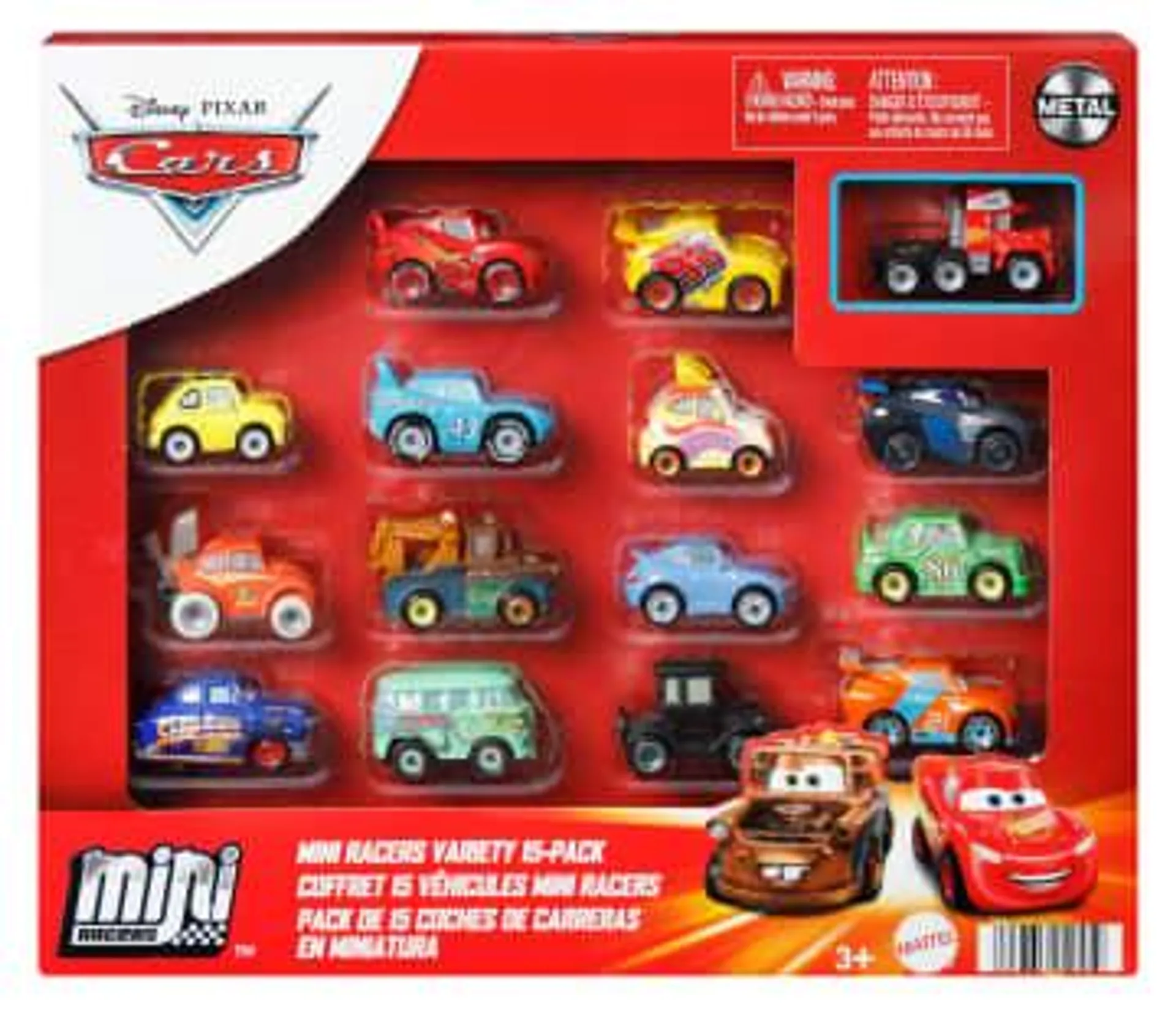 Disney And Pixar Cars Mini Racers Variety 15-Pack Of Die-Cast Toy Cars, Collectible Set