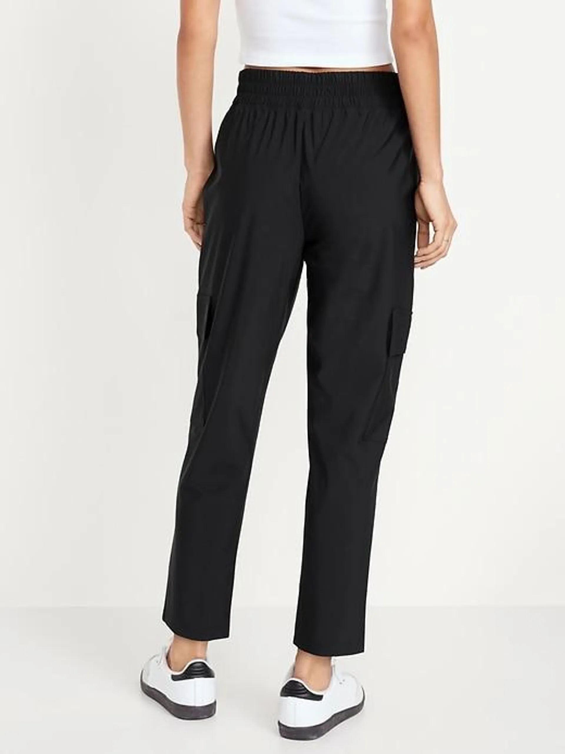 High-Waisted SleekTech Cargo Ankle Pants